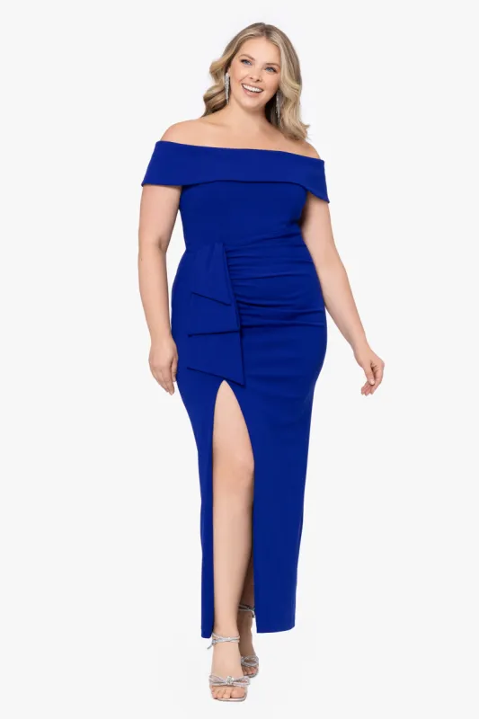 Plus "Camila" Long Off the Shoulder Slit Gown sold by Xscape