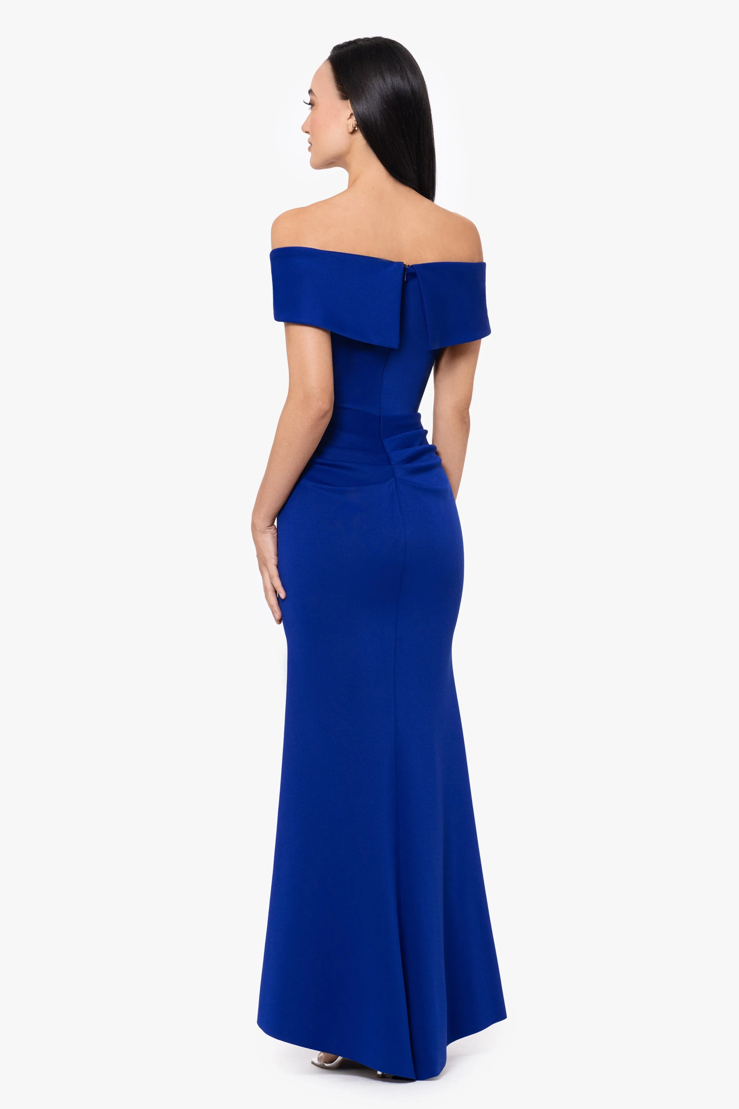 "Patti" Long Off the Shoulder Scuba Crepe Dress sold by Xscape product image thumbnail 5