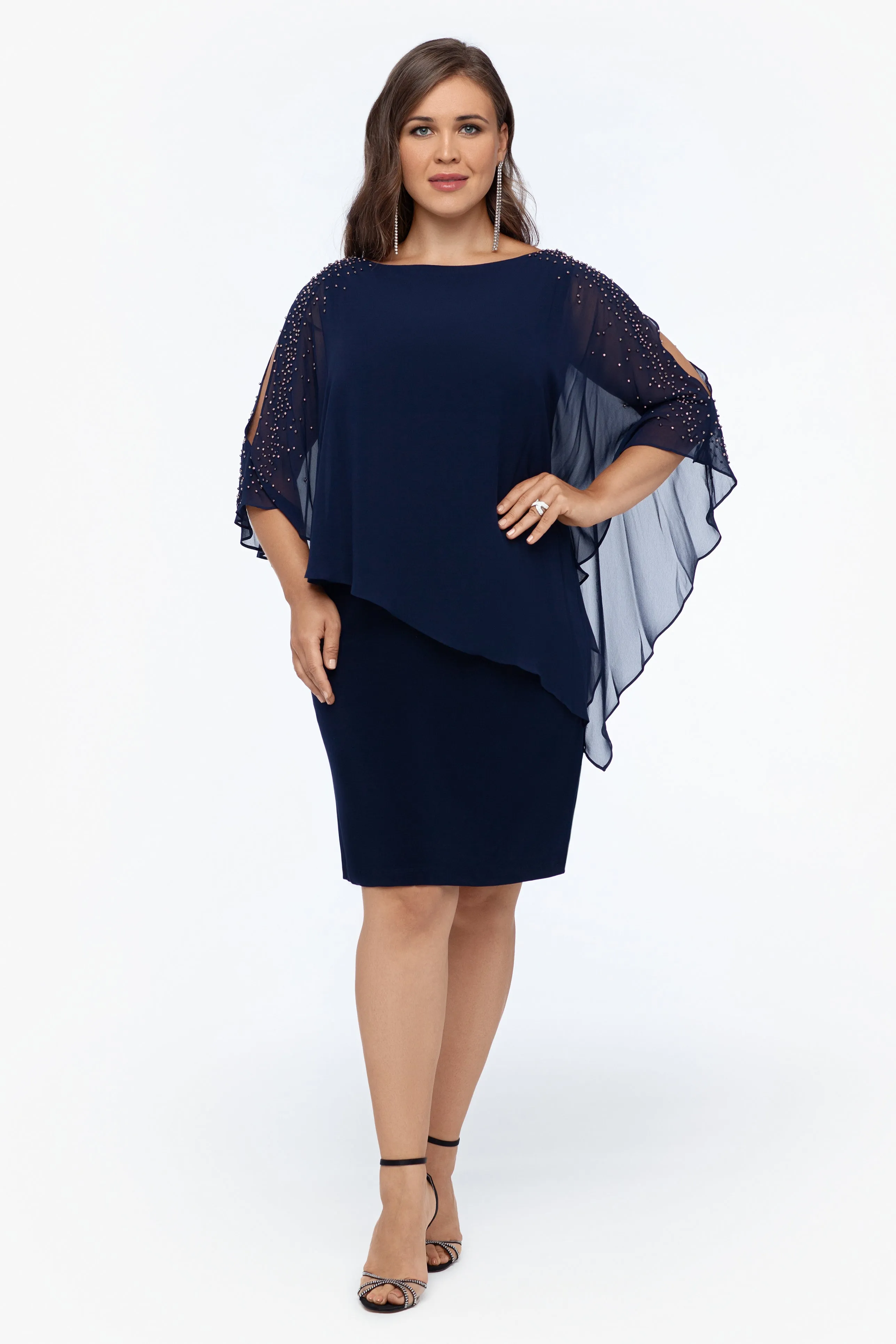 Plus "June" Short Chiffon Overlay Dress sold by Xscape product image thumbnail 3