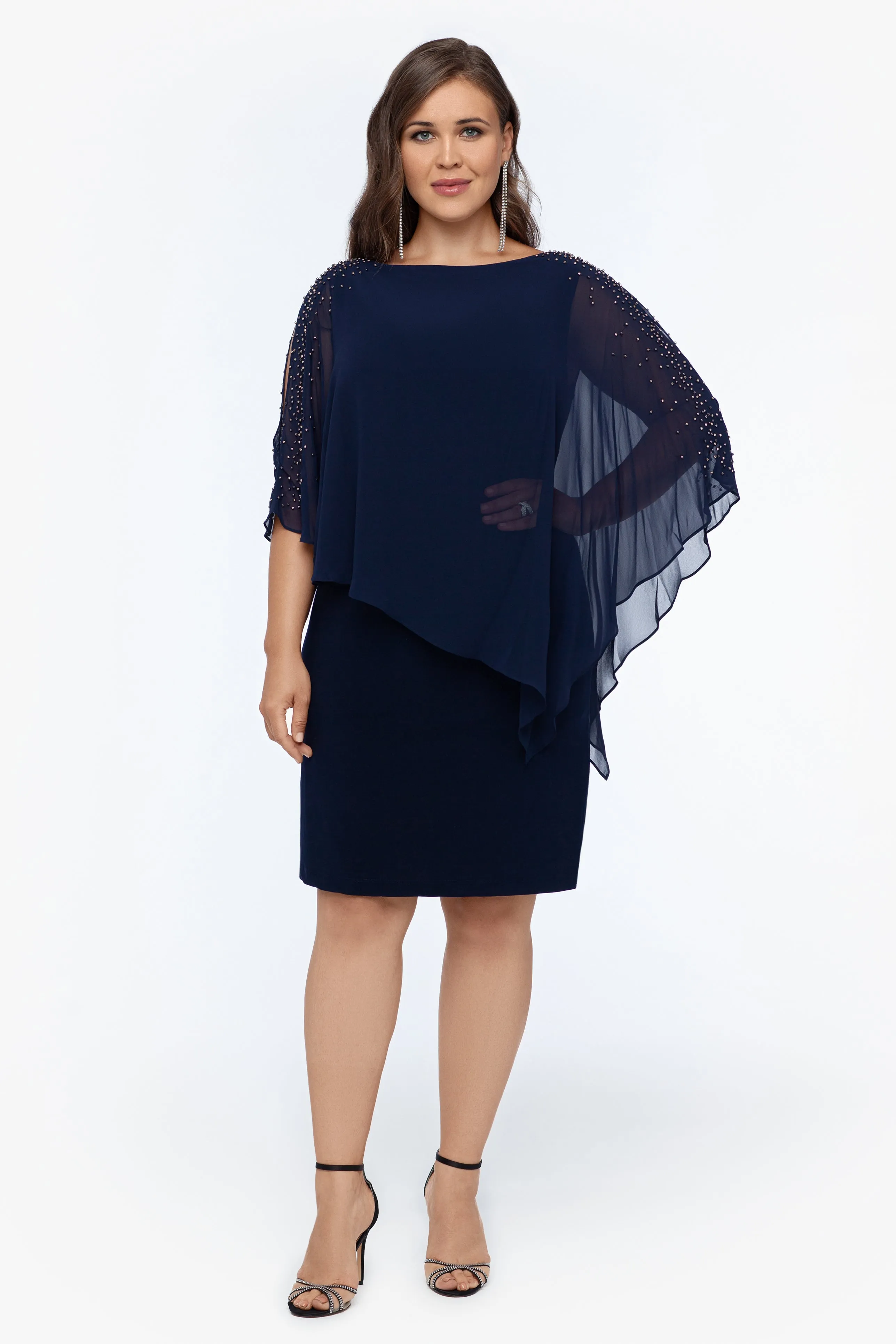 Plus "June" Short Chiffon Overlay Dress sold by Xscape