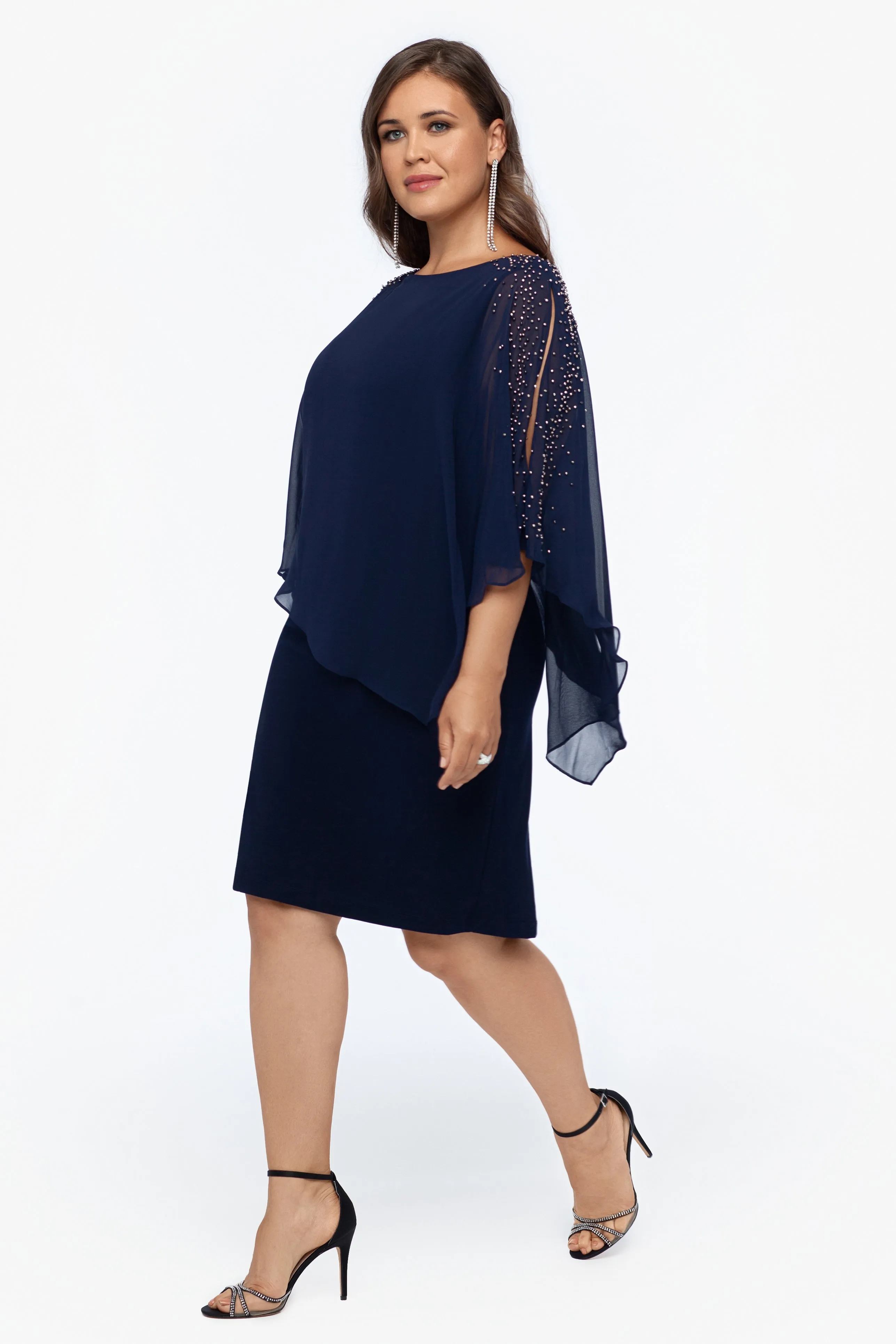 Plus "June" Short Chiffon Overlay Dress sold by Xscape product image thumbnail 4