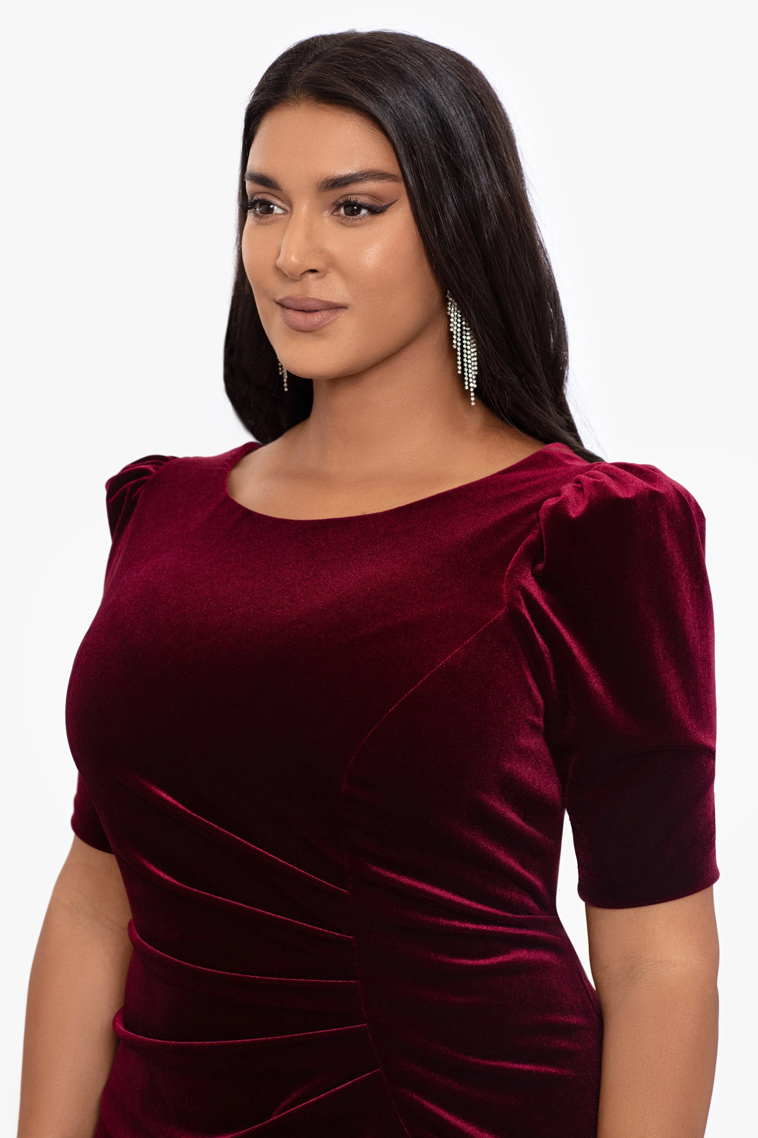 Plus "Renee" 3/4 Sleeve Velvet Floor Length Dress sold by Xscape product image thumbnail 3