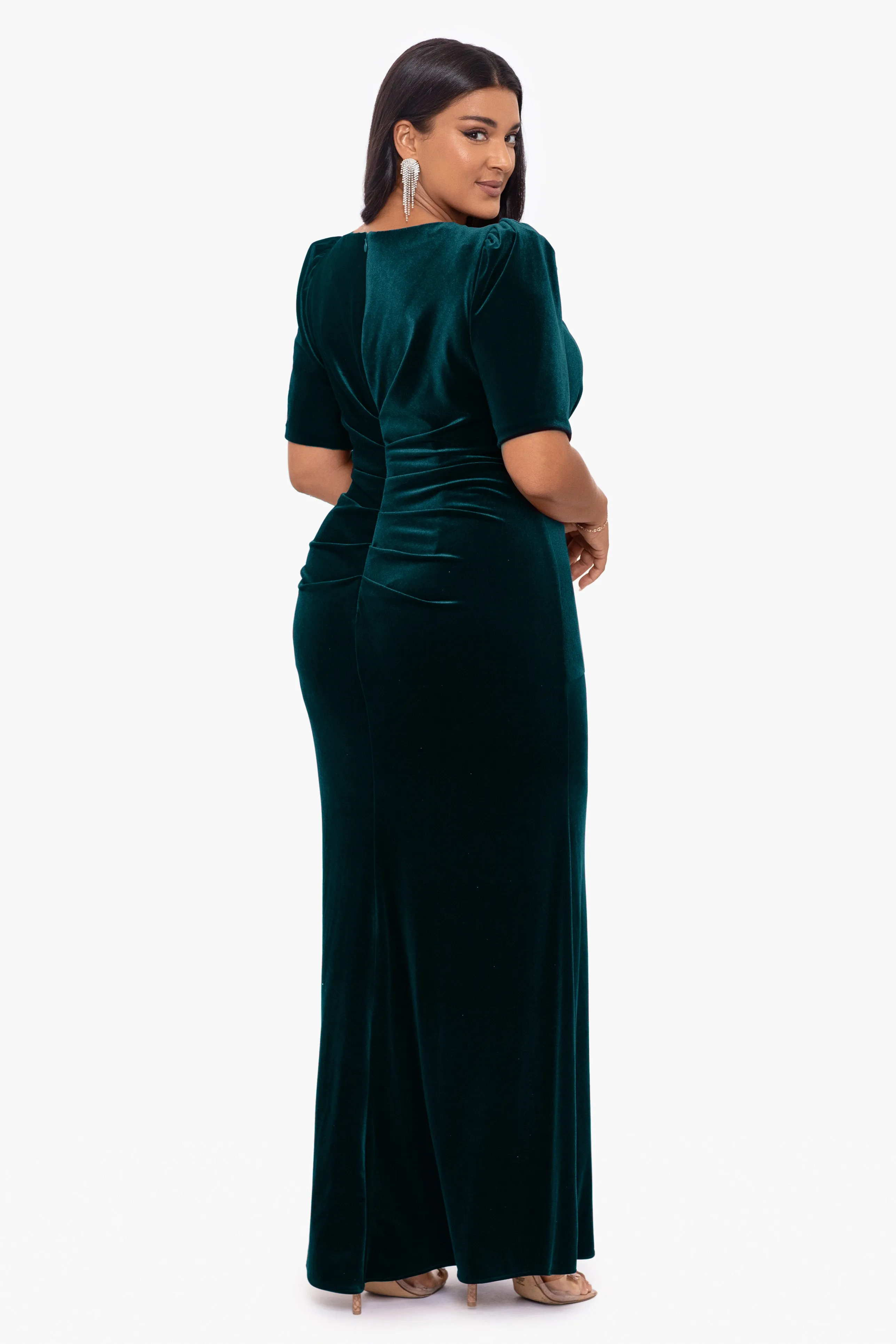 Plus "Renee" 3/4 Sleeve Velvet Floor Length Dress sold by Xscape product image thumbnail 5