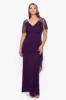 Plus "Lana" Long V-Neck Beaded Flutter Sleeve Dress sold by Xscape