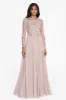 Petite "Mason" Long Chiffon Skirt Beaded Long Sleeve Dress sold by Xscape