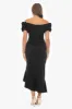 Petite "Loretta" Scuba Crepe Off the Shoulder Ruffle Sleeve Midi Dress sold by Xscape