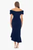 Petite "Loretta" Scuba Crepe Off the Shoulder Ruffle Sleeve Midi Dress sold by Xscape