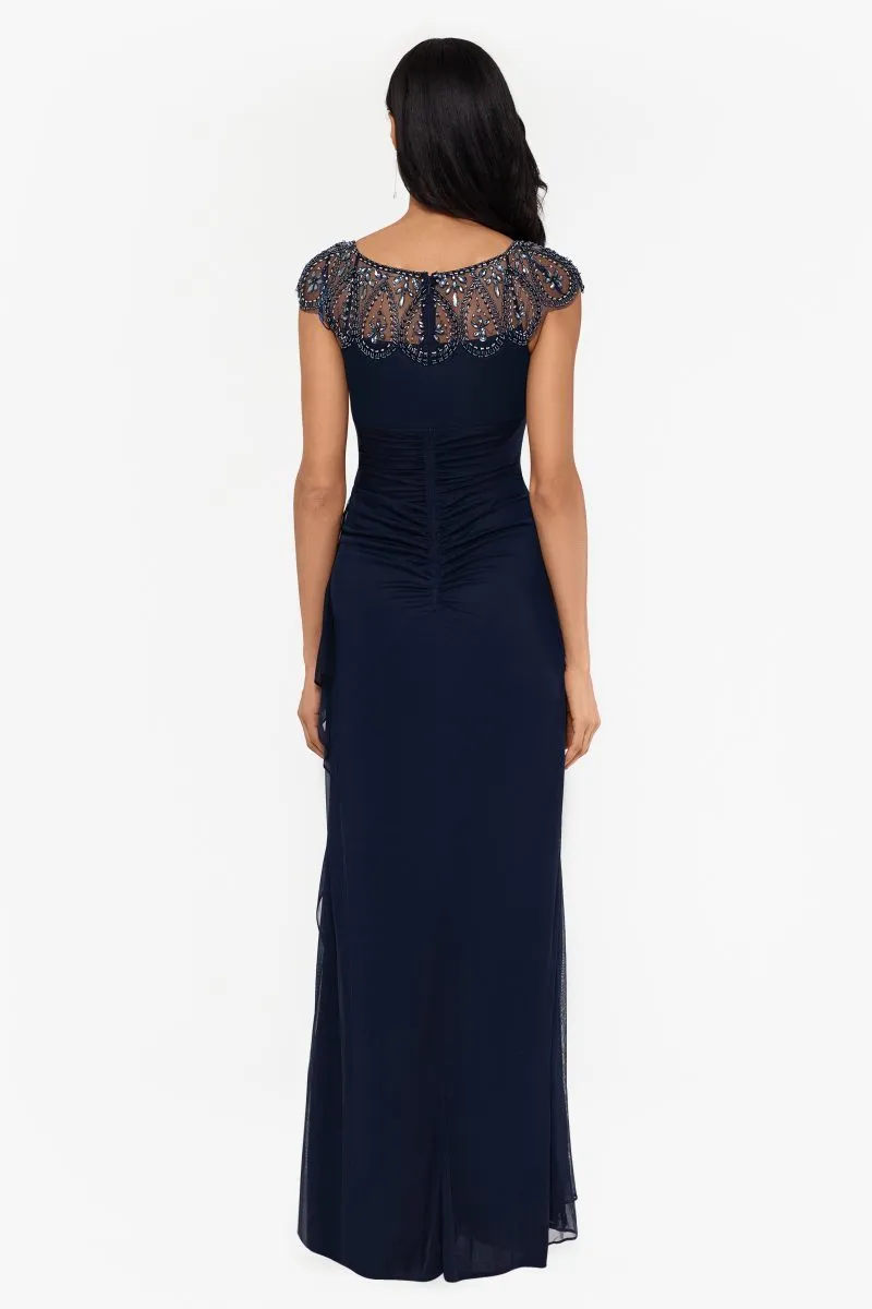 "Paisley" Jersey Knit Beaded Mesh Gown sold by Xscape product image thumbnail 2