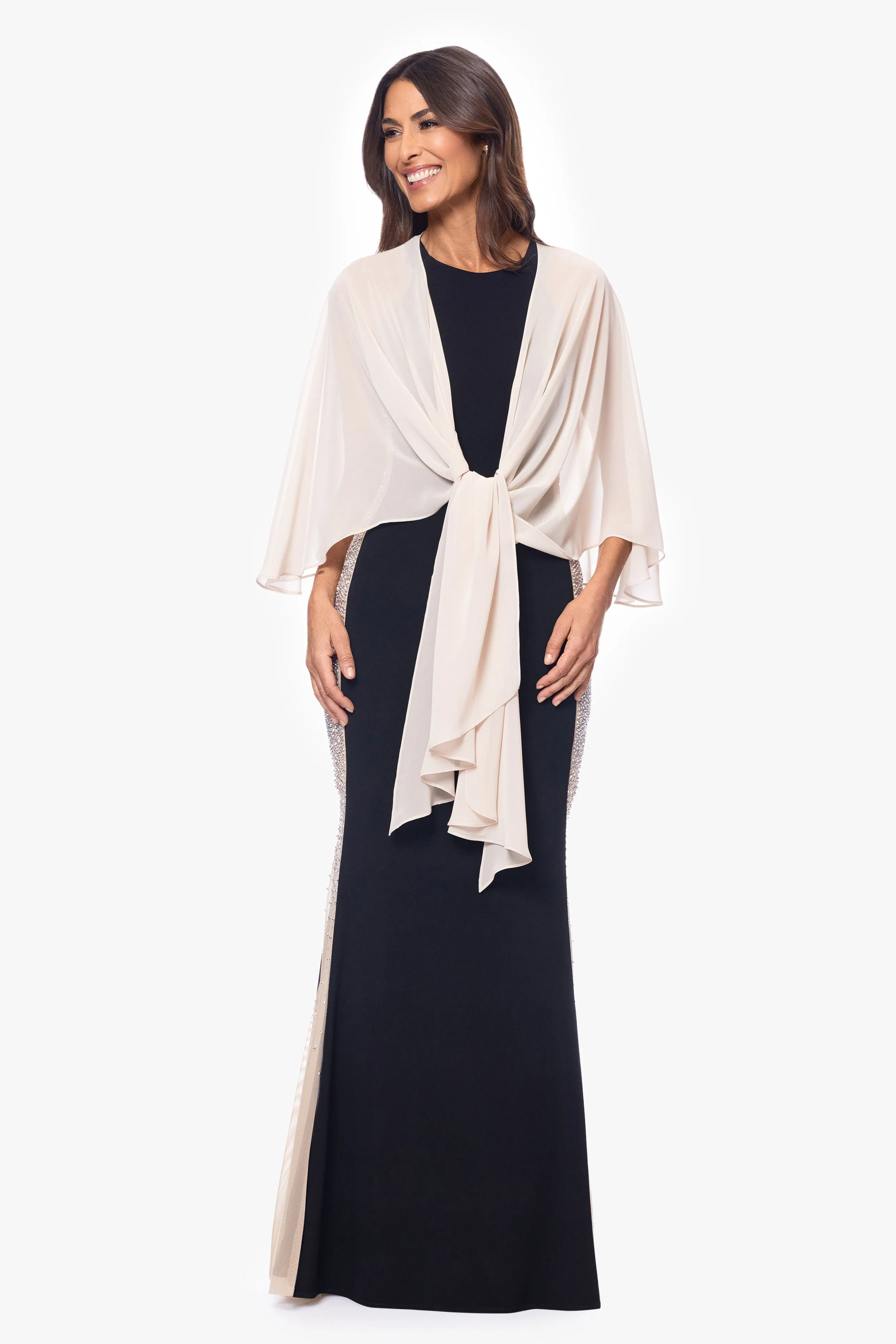 "Bernadette" Chiffon Shawl Wrap sold by Xscape product image thumbnail 2