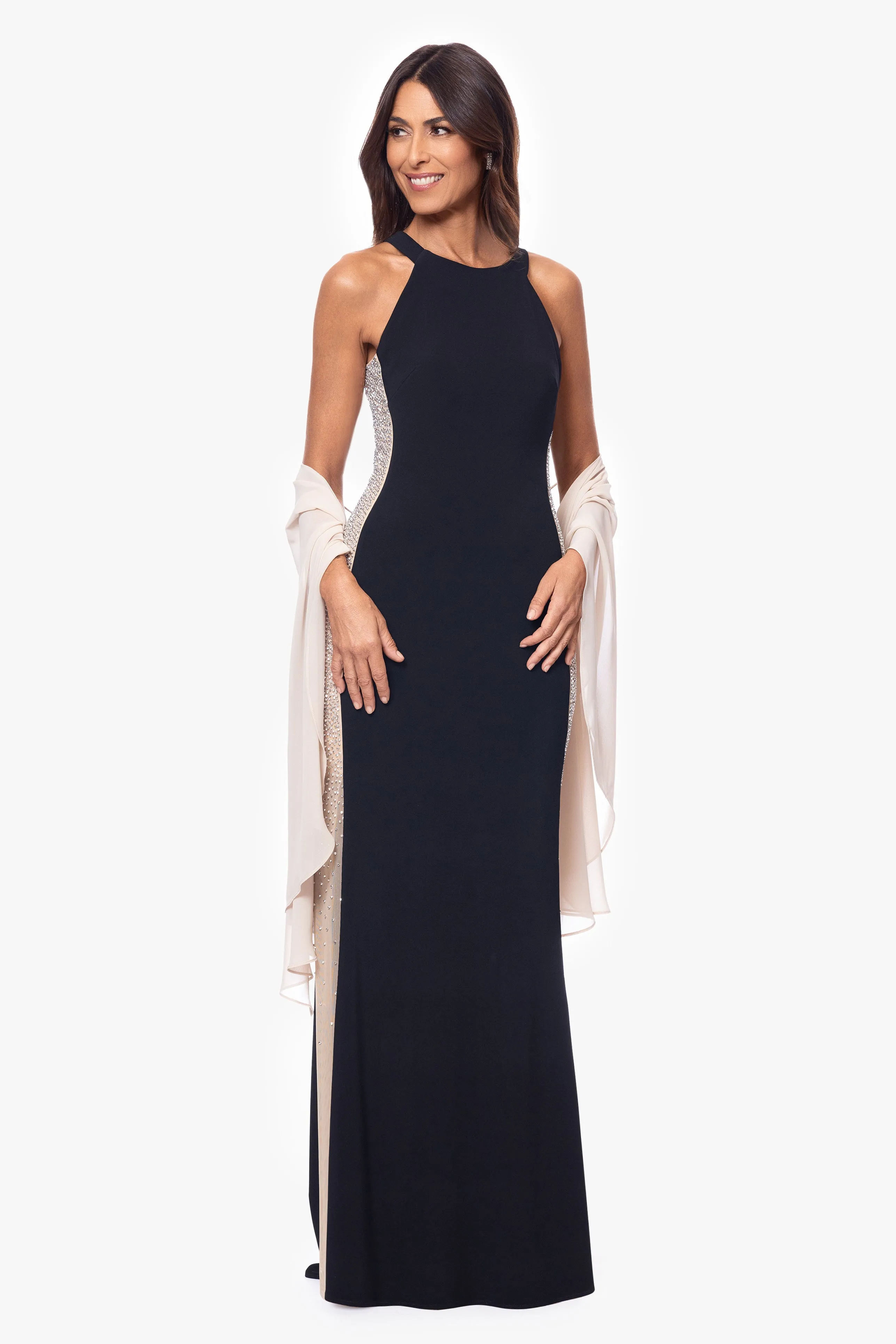 "Bernadette" Chiffon Shawl Wrap sold by Xscape product image thumbnail 5