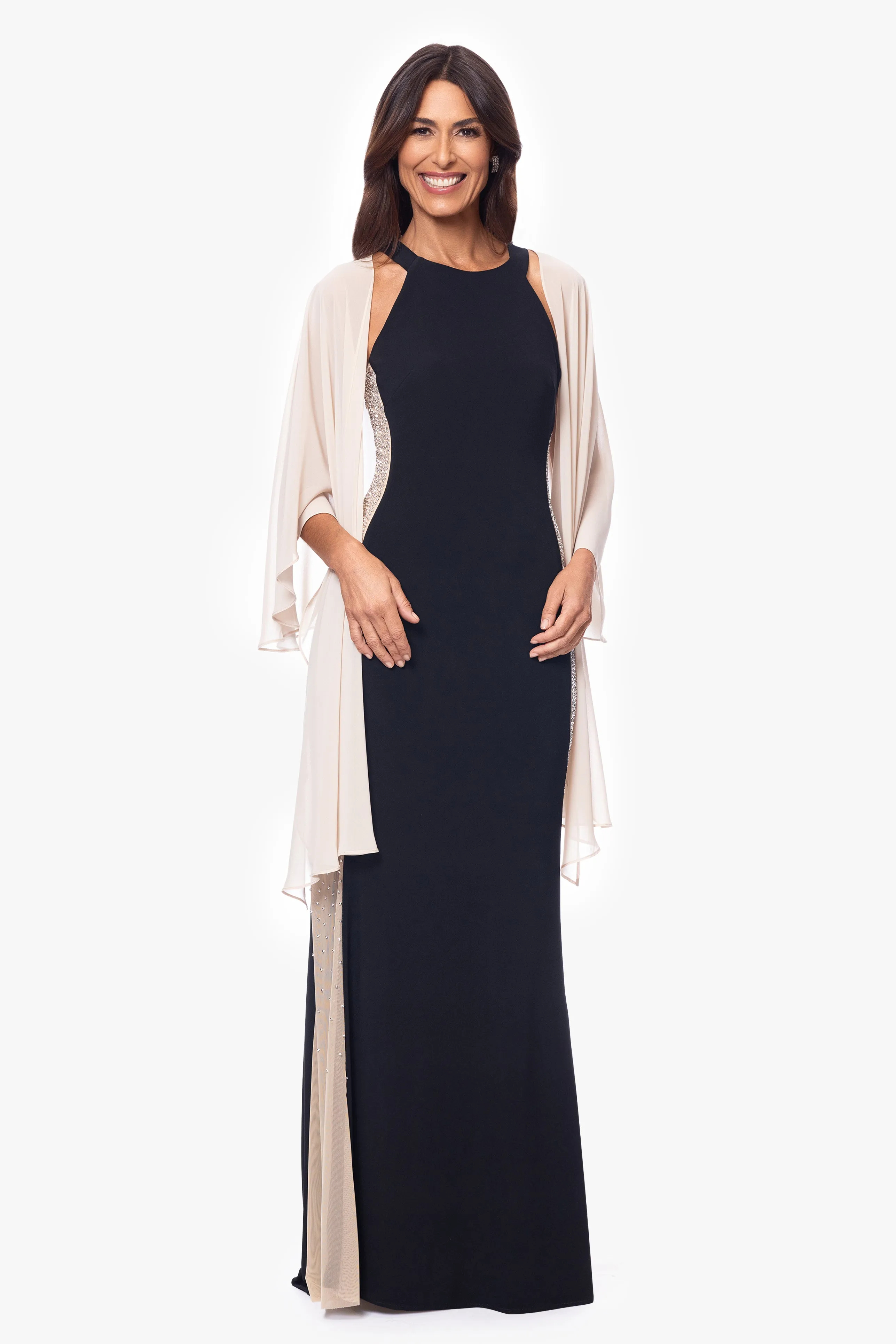 "Bernadette" Chiffon Shawl Wrap sold by Xscape product image thumbnail 4