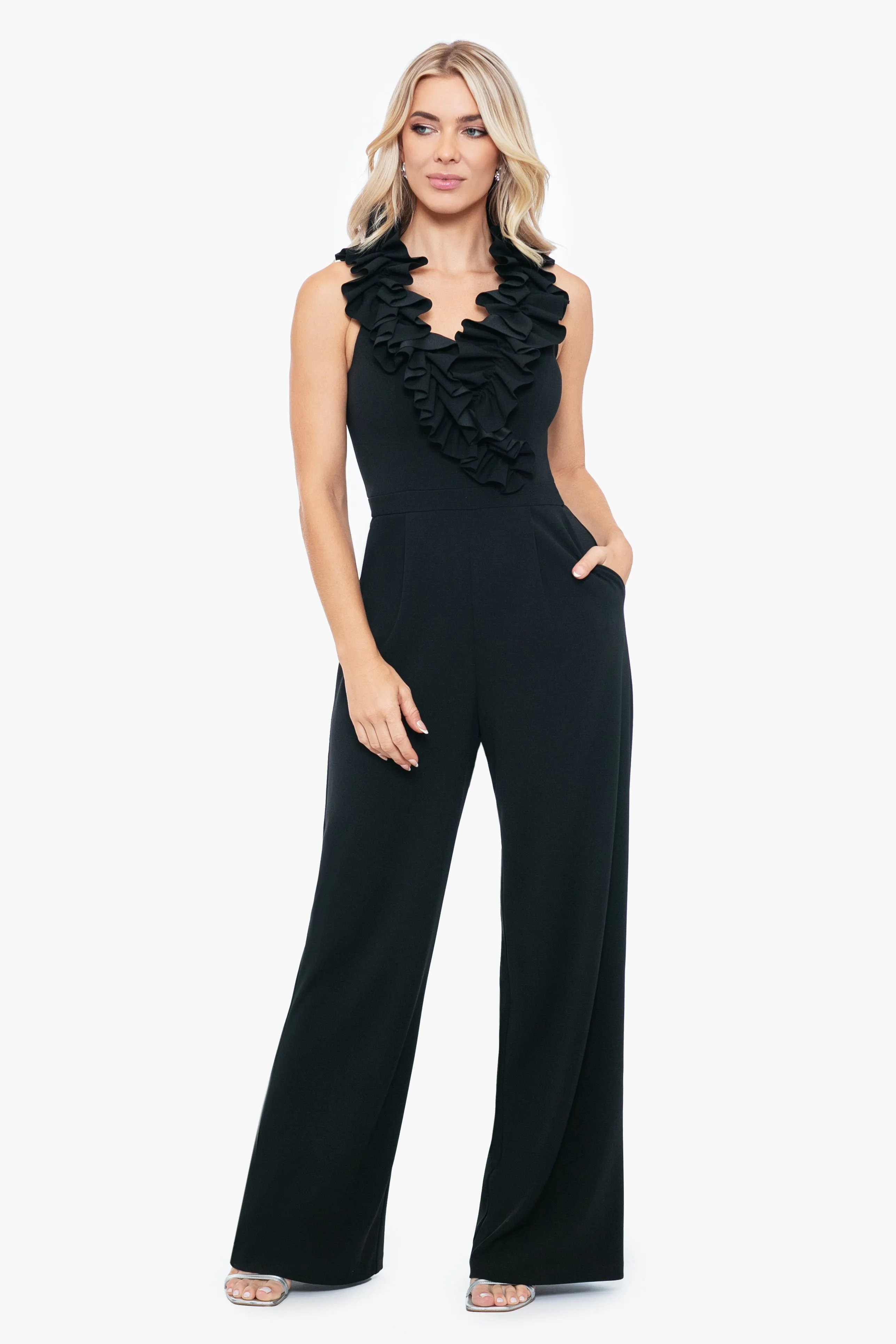 "Skyla" Ruffle Front Jumpsuit sold by Xscape