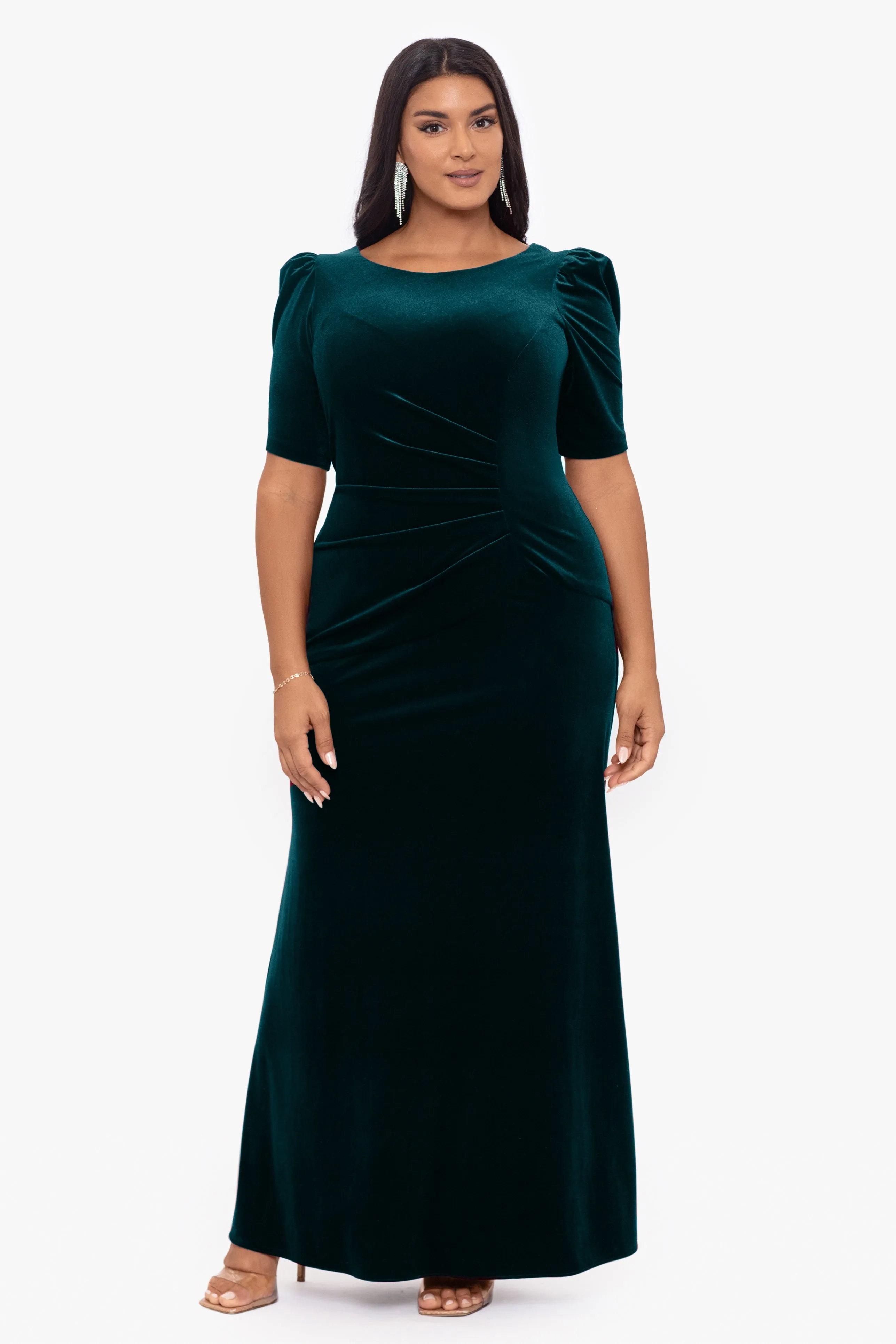 Plus "Renee" 3/4 Sleeve Velvet Floor Length Dress sold by Xscape