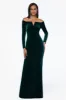 Petite "Christy" Long Off the Shoulder Velvet Dress sold by Xscape