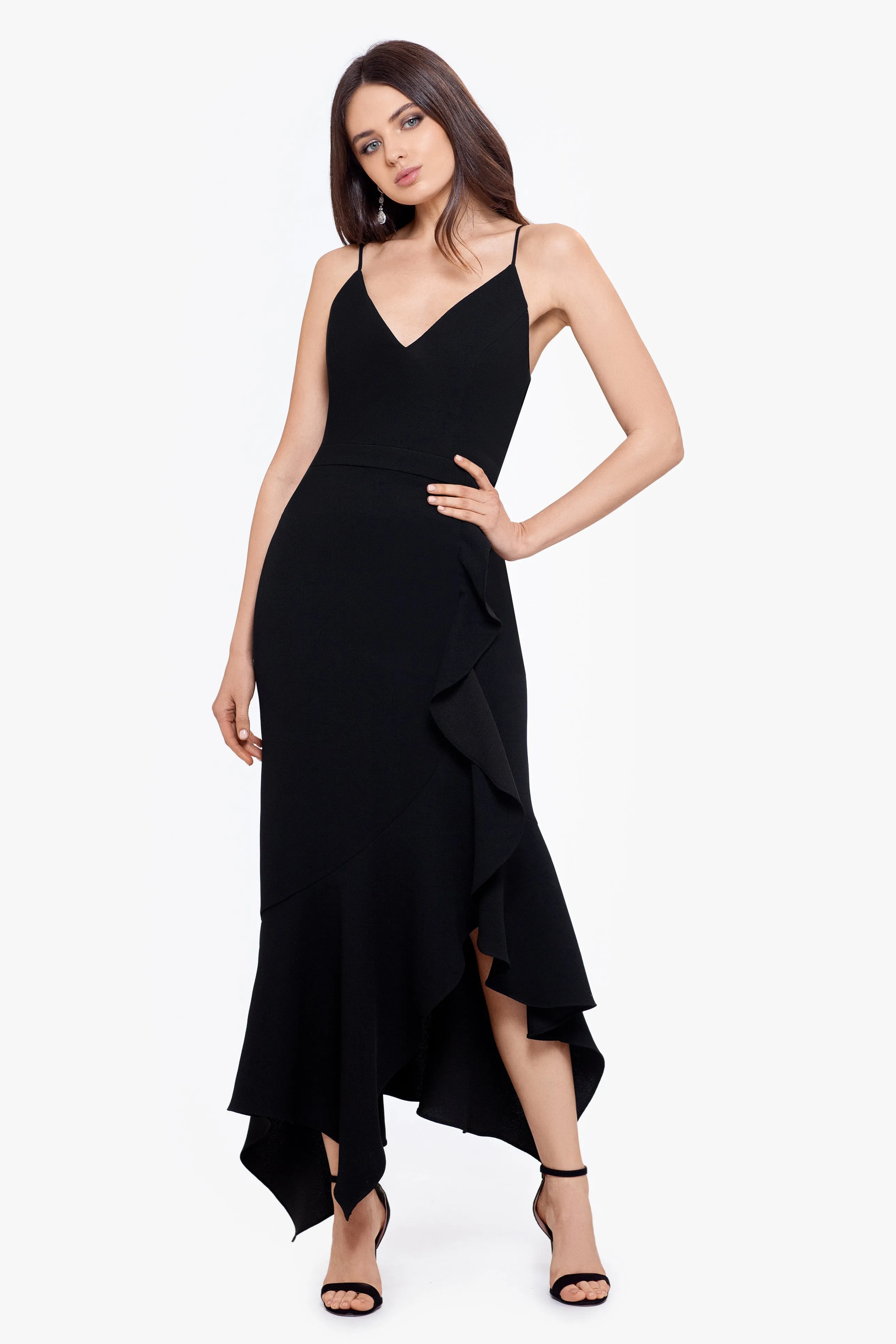 "Sharon" Midi Spaghetti Strap V-Neck Dress sold by Xscape product image thumbnail 3