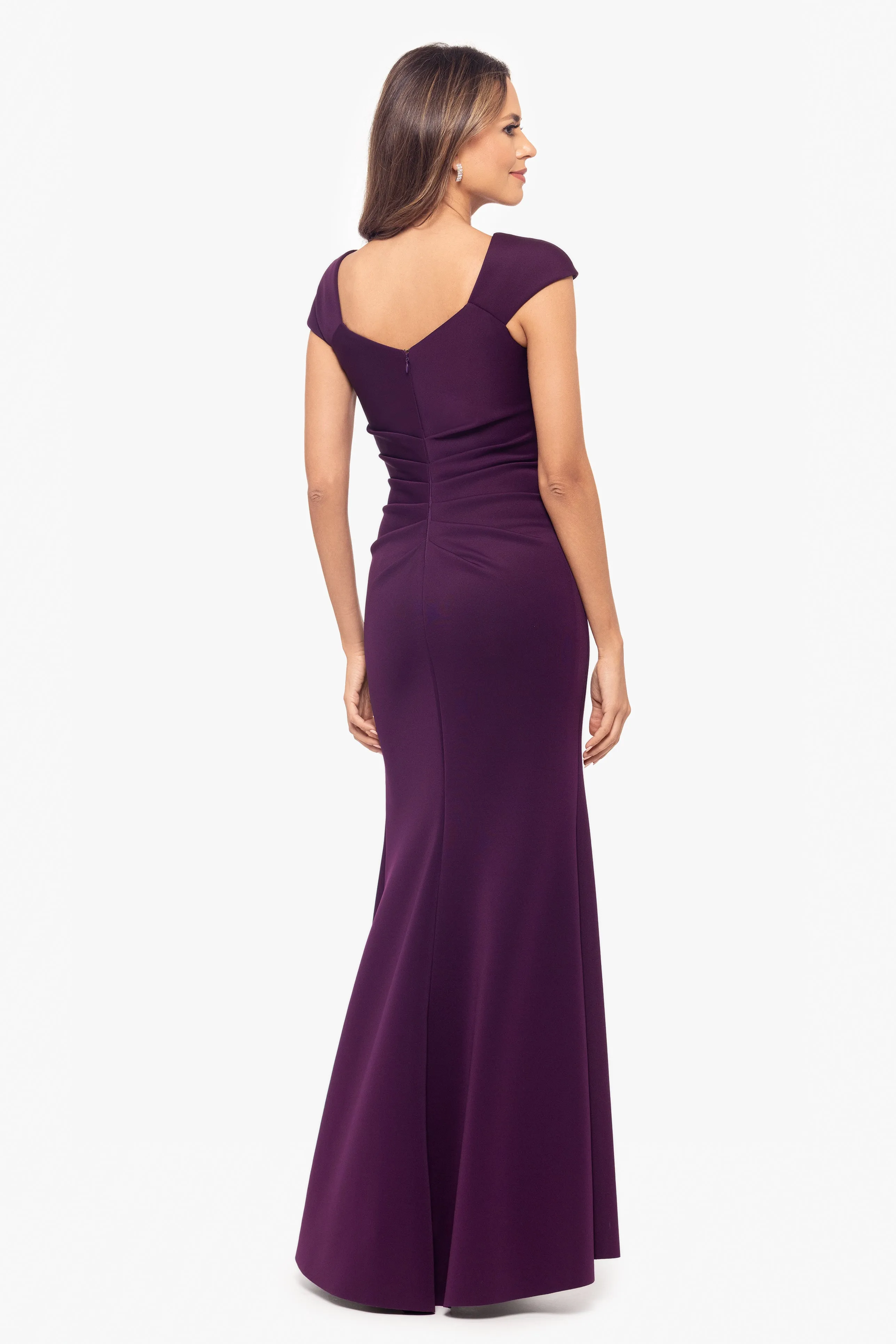 "Lenore " Long Asymmetrical Neckline Scuba Dress sold by Xscape product image thumbnail 2