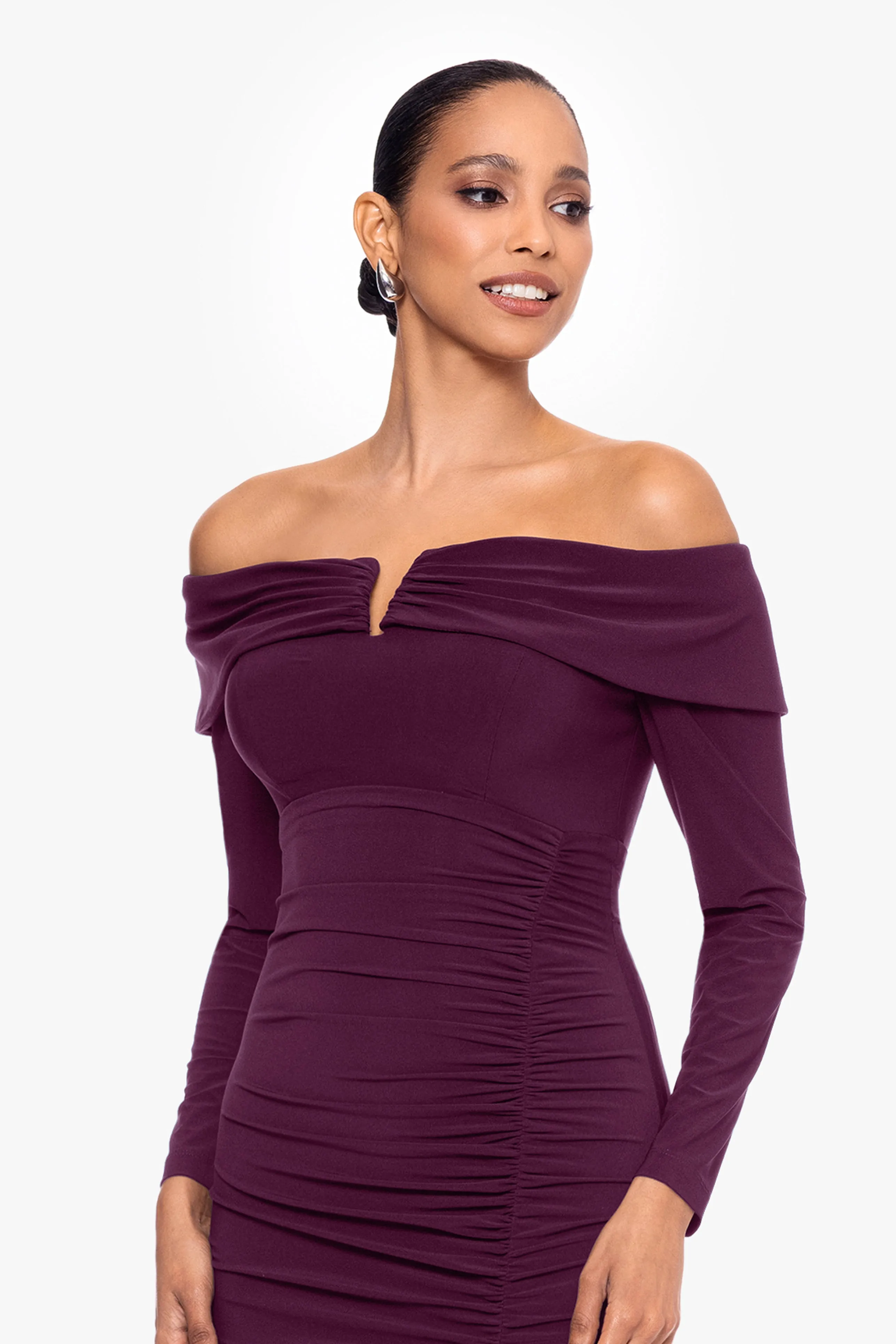 "Noreen" Long Off the Shoulder Jersey Knit Dress sold by Xscape product image thumbnail 4