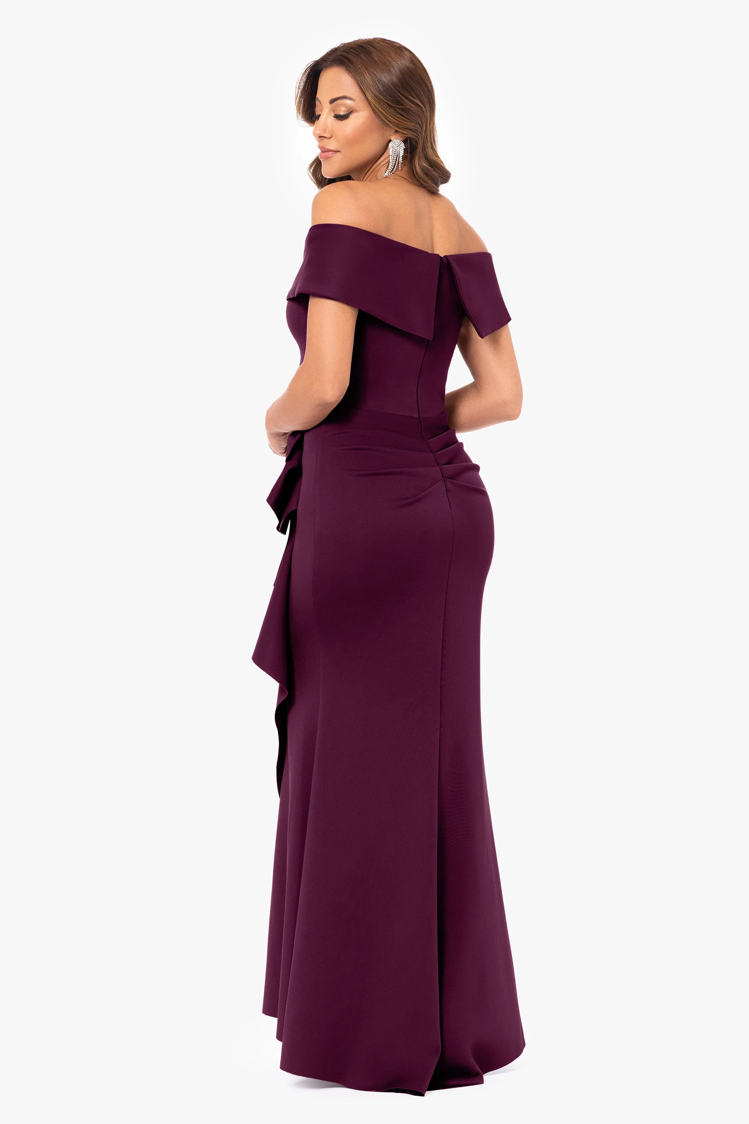 "Patti" Long Off the Shoulder Scuba Crepe Dress sold by Xscape product image thumbnail 2