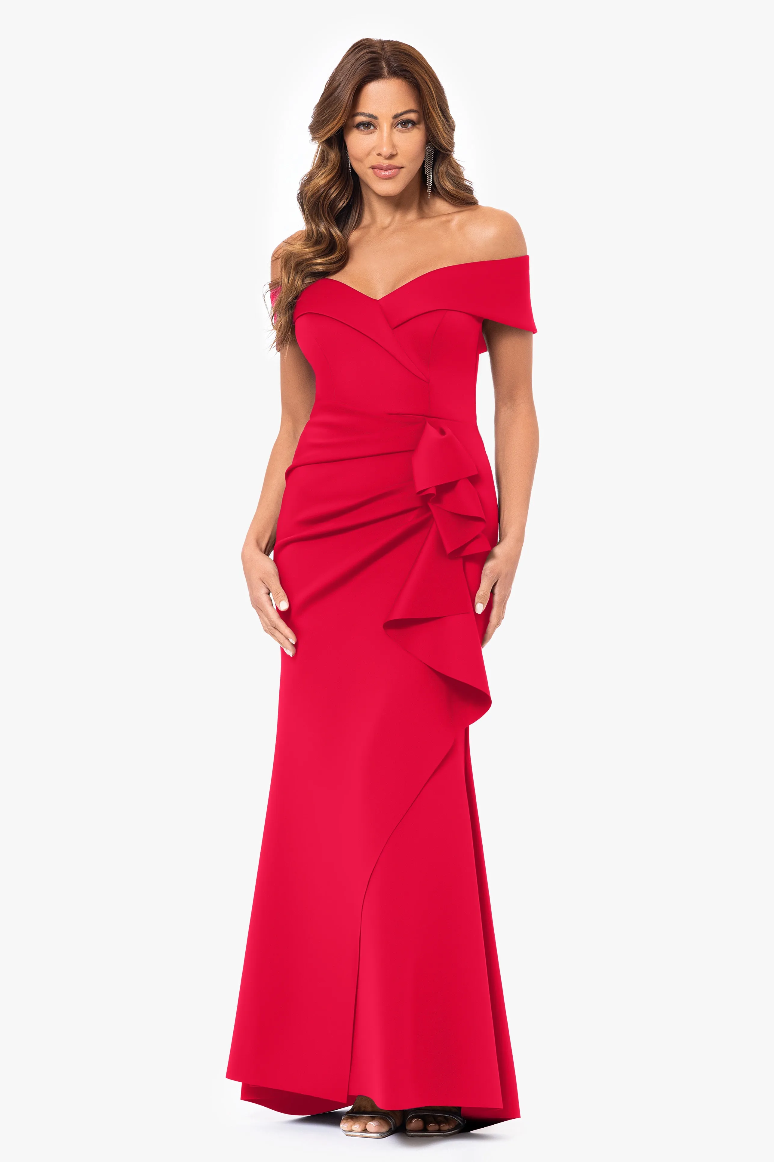 "Patti" Long Off the Shoulder Scuba Crepe Dress sold by Xscape product image thumbnail 5