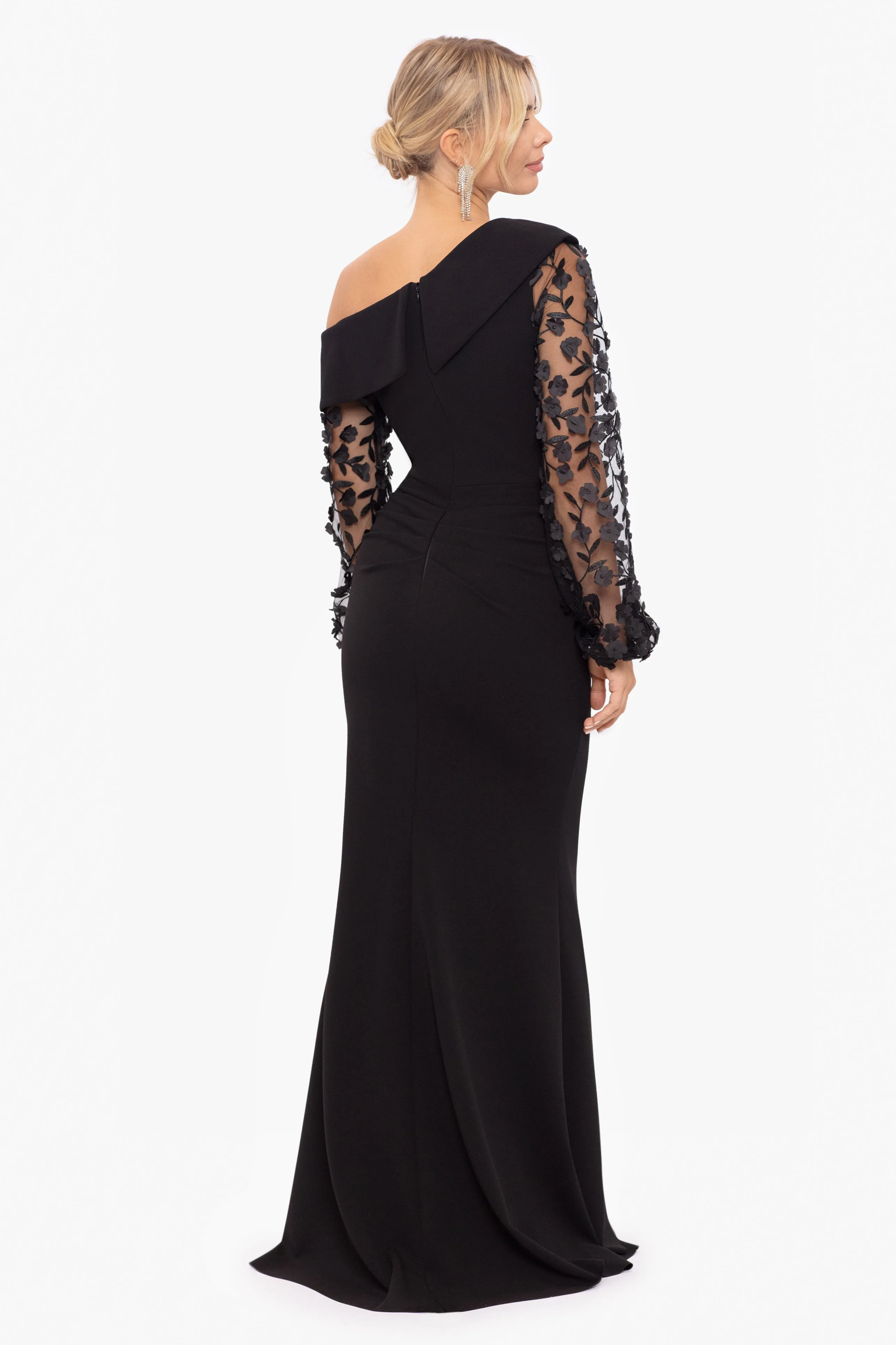 "Ariana" Off the Shoulder Long Sleeve Scuba Crepe Dress sold by Xscape product image thumbnail 2