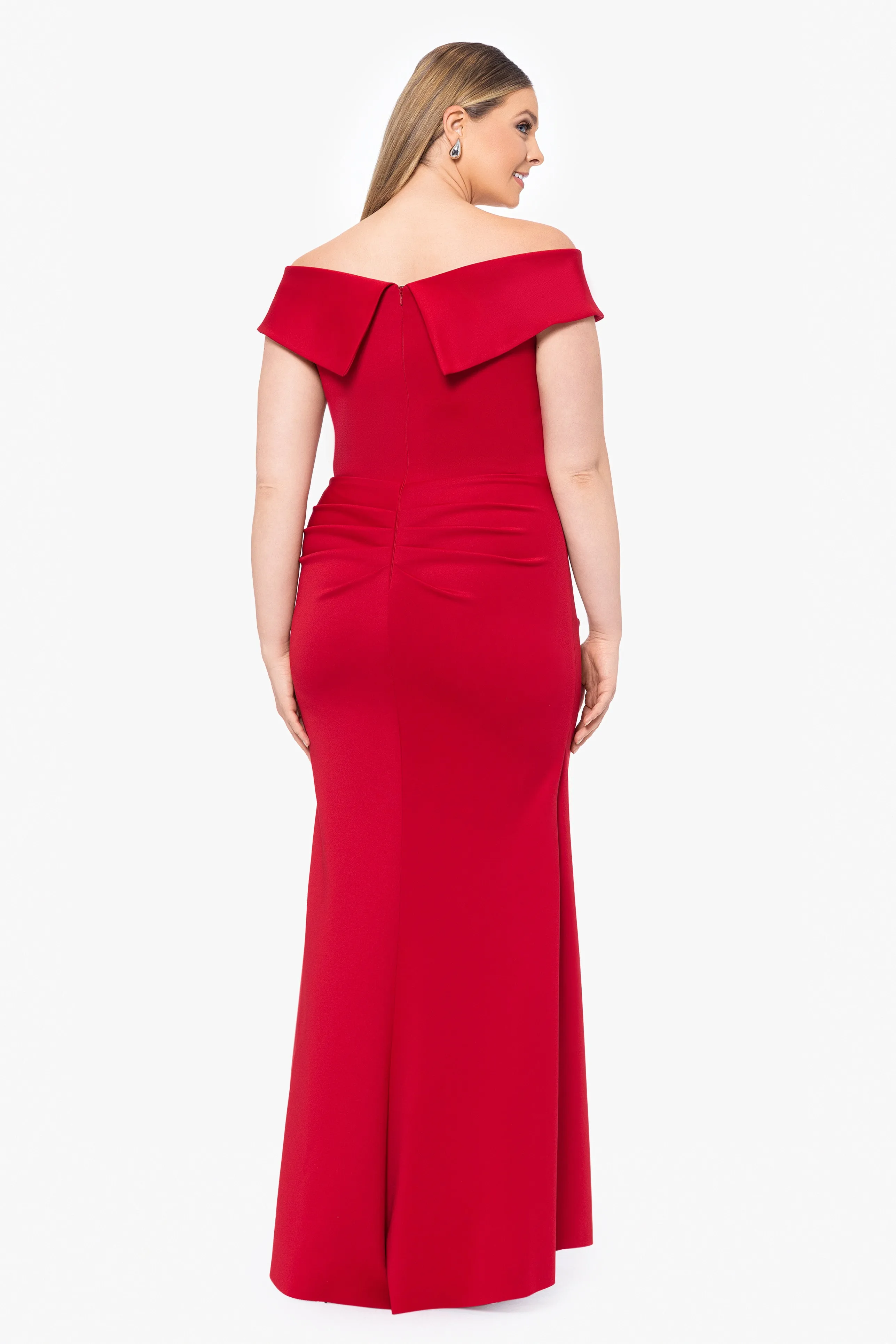 Plus "Patti" Long Off the Shoulder Scuba Crepe Dress sold by Xscape product image thumbnail 2