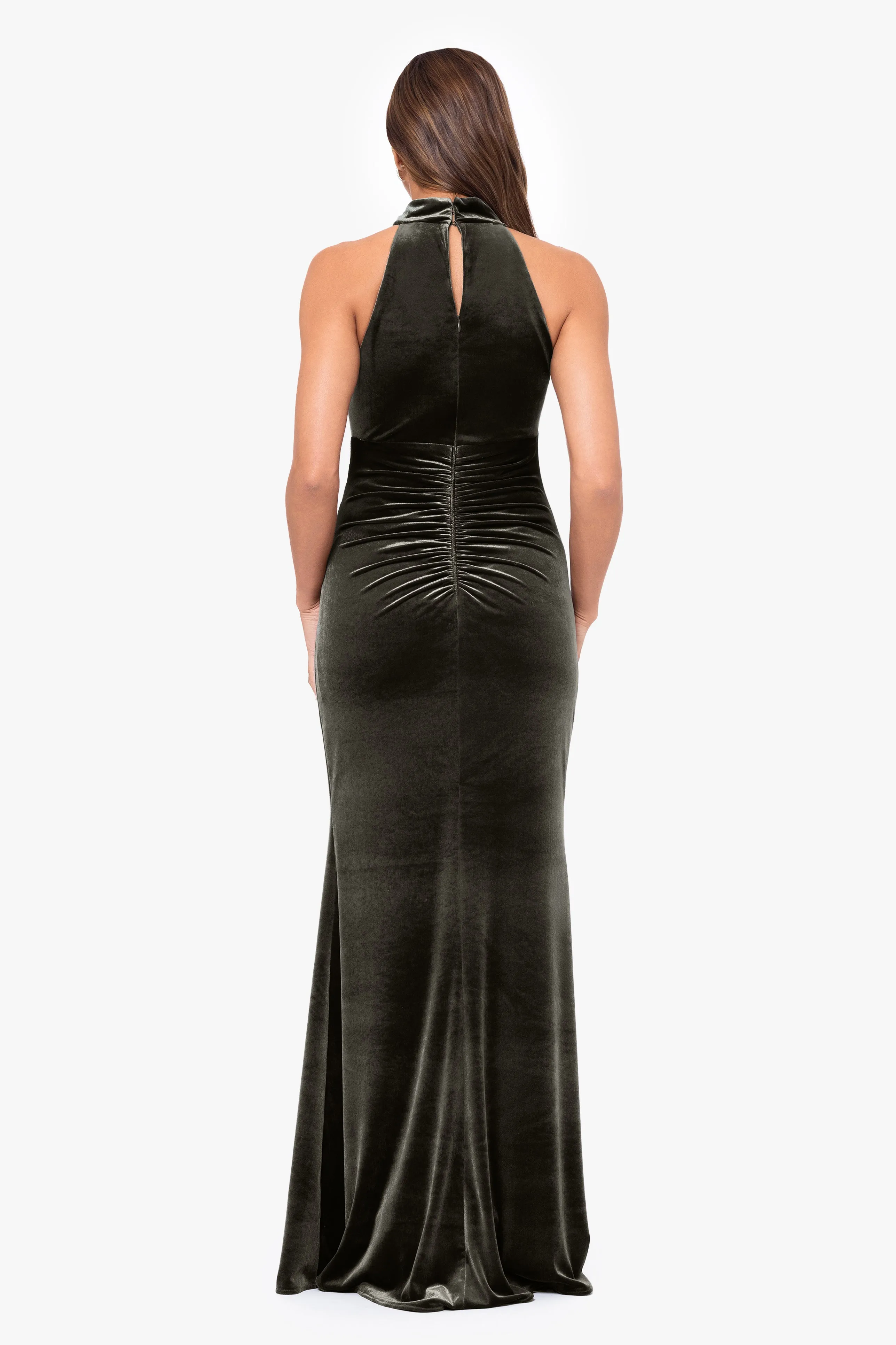 "Grace" Long Velvet Mock Neck Dress sold by Xscape product image thumbnail 2