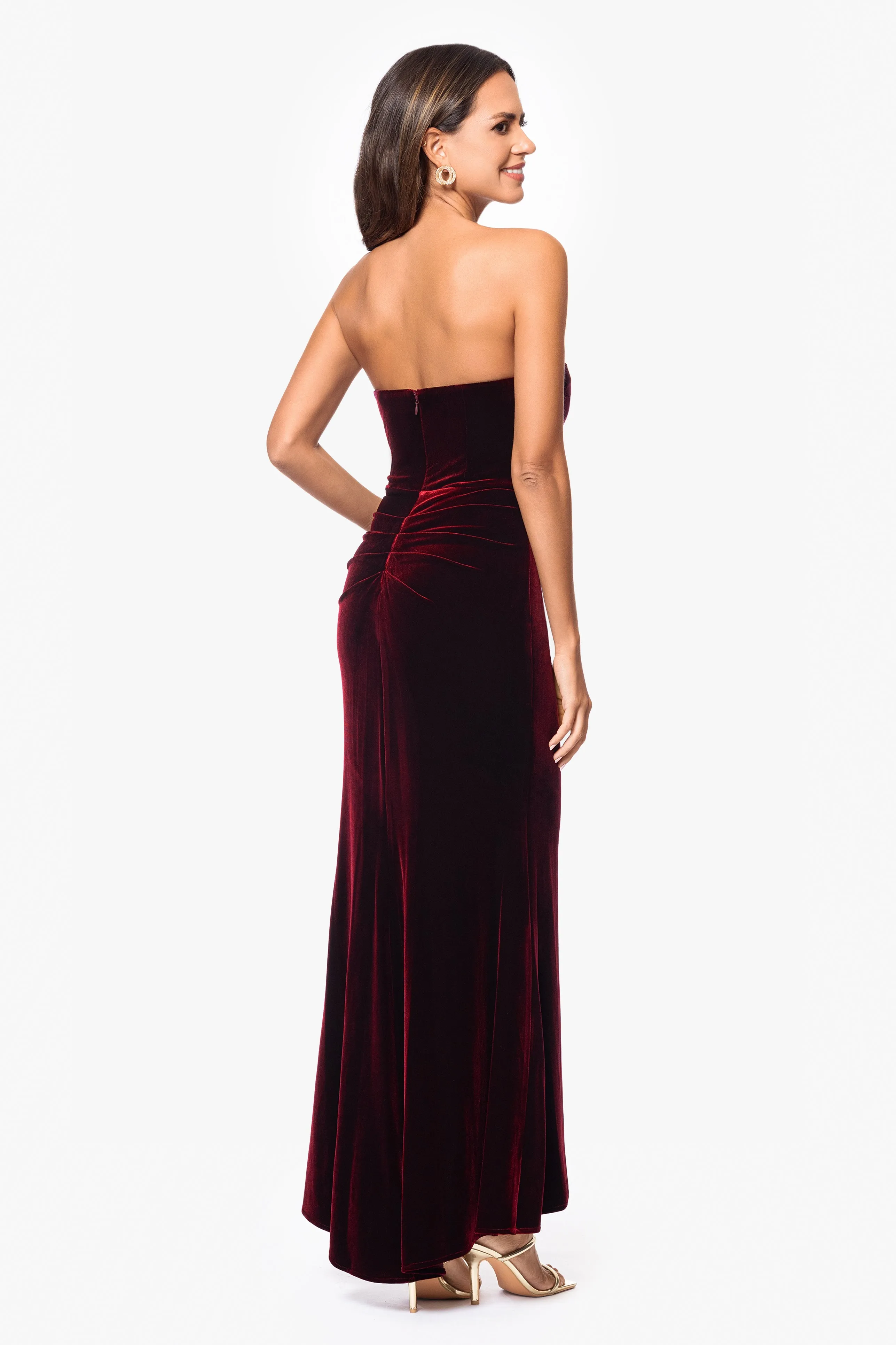 Petite "Marion" Long Velvet Bustier Dress sold by Xscape product image thumbnail 2