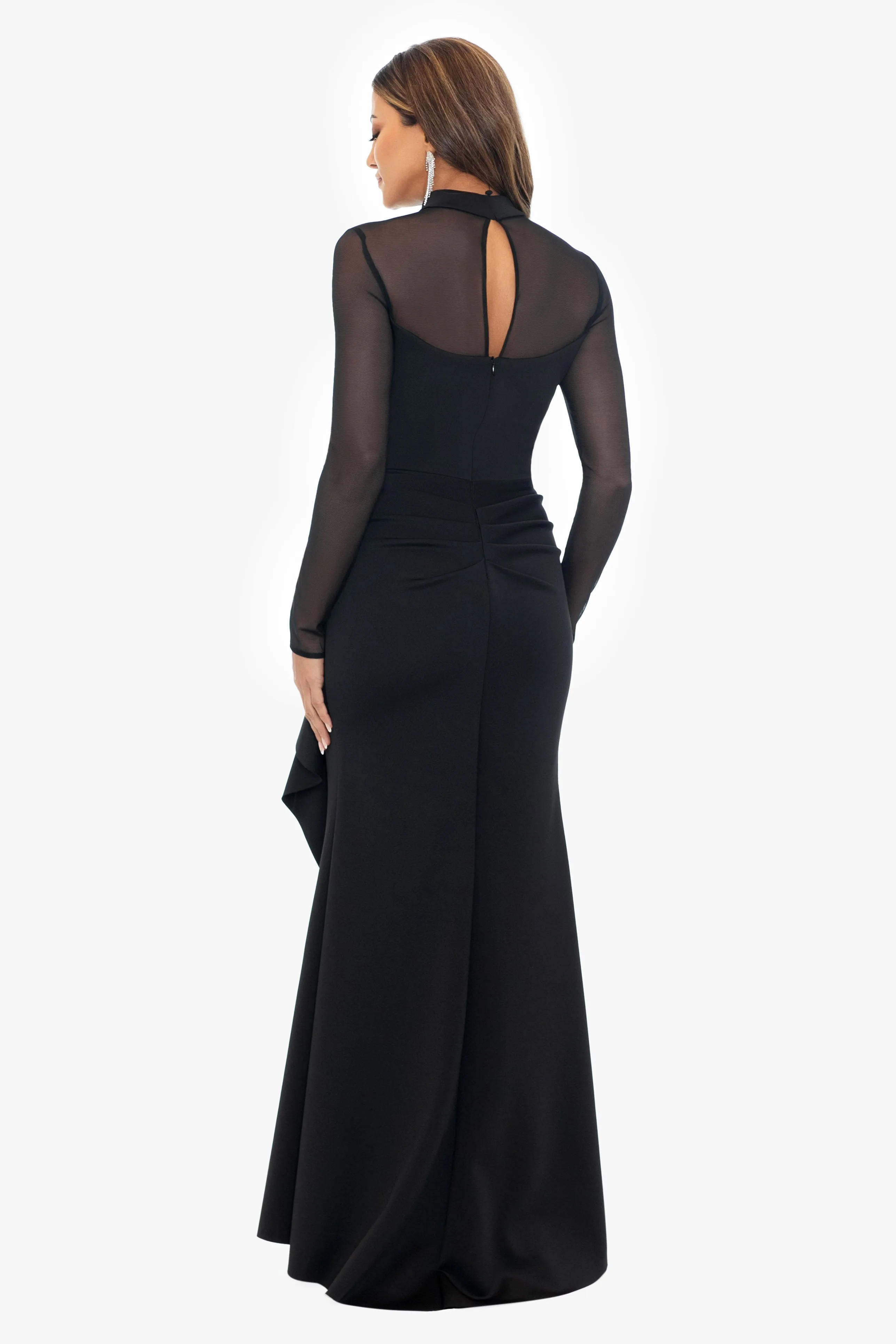 "Rochelle" Long Mesh Sleeves Scuba Dress sold by Xscape product image thumbnail 2