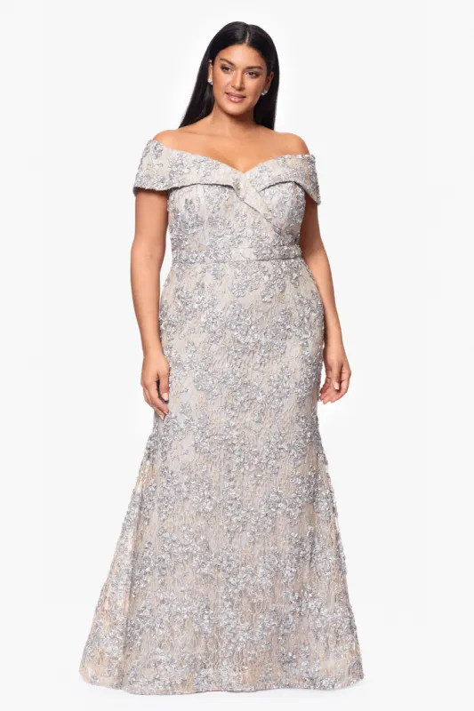 Plus "Jill" Off The Shoulder Long Lace Dress sold by Xscape