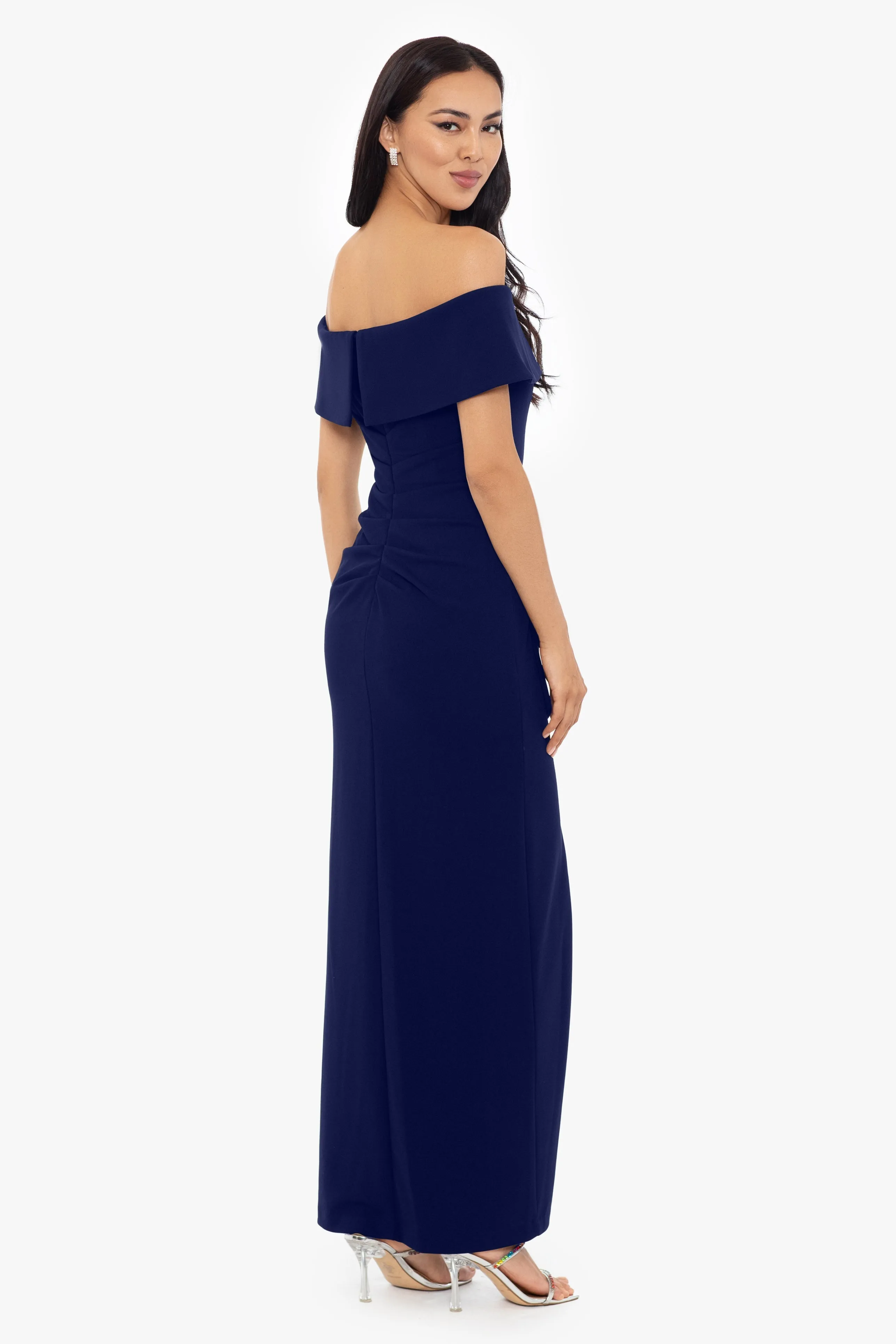 "Camila" Long Off the Shoulder Scuba Crepe Dress sold by Xscape product image thumbnail 4