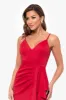 "Tabitha" Long Scuba Crepe Spaghetti Strap Side Ruffle Dress sold by Xscape