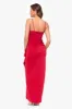 "Tabitha" Long Scuba Crepe Spaghetti Strap Side Ruffle Dress sold by Xscape