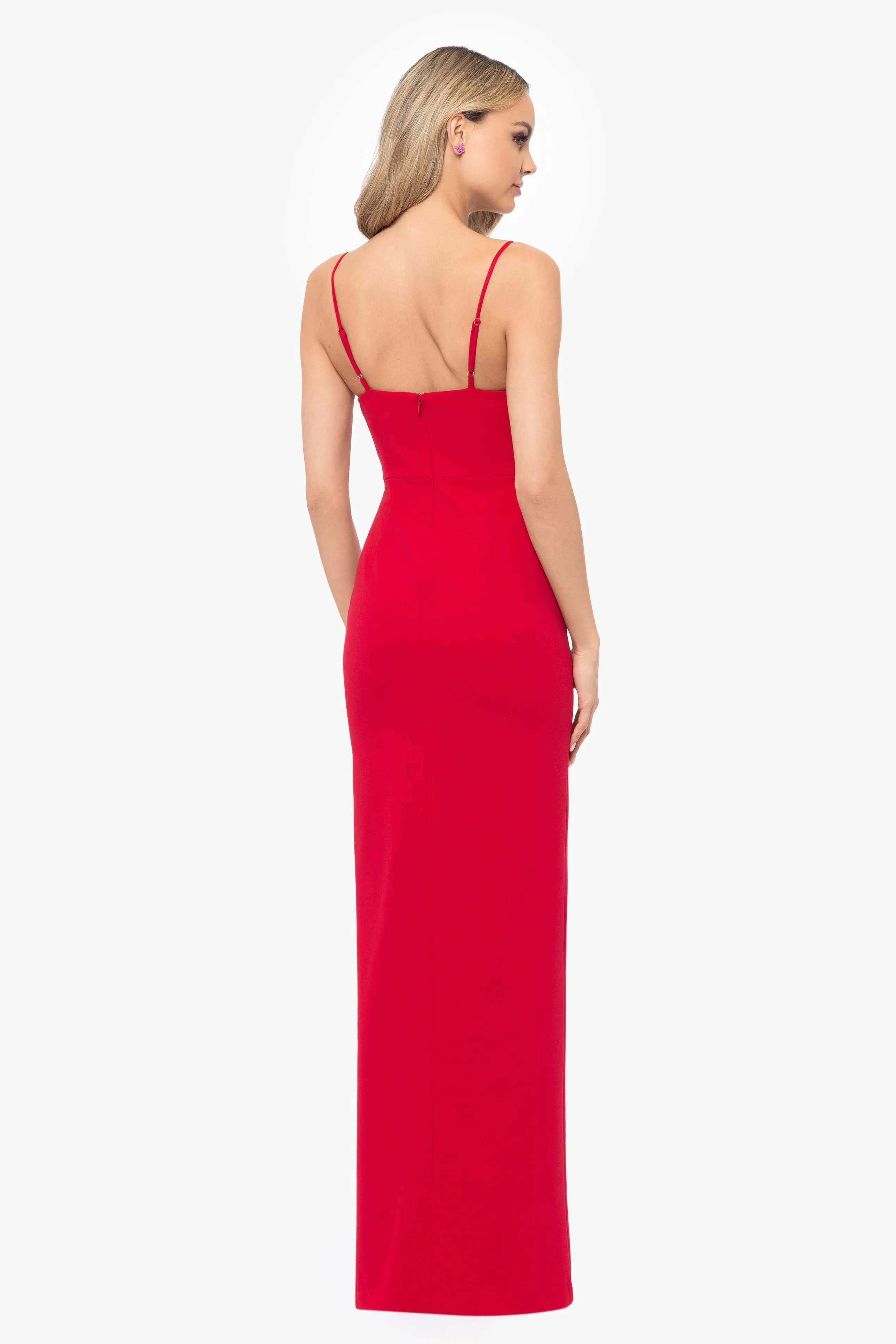 "Rosa" Long Scuba Crepe Rose Embellished Dress sold by Xscape product image thumbnail 2