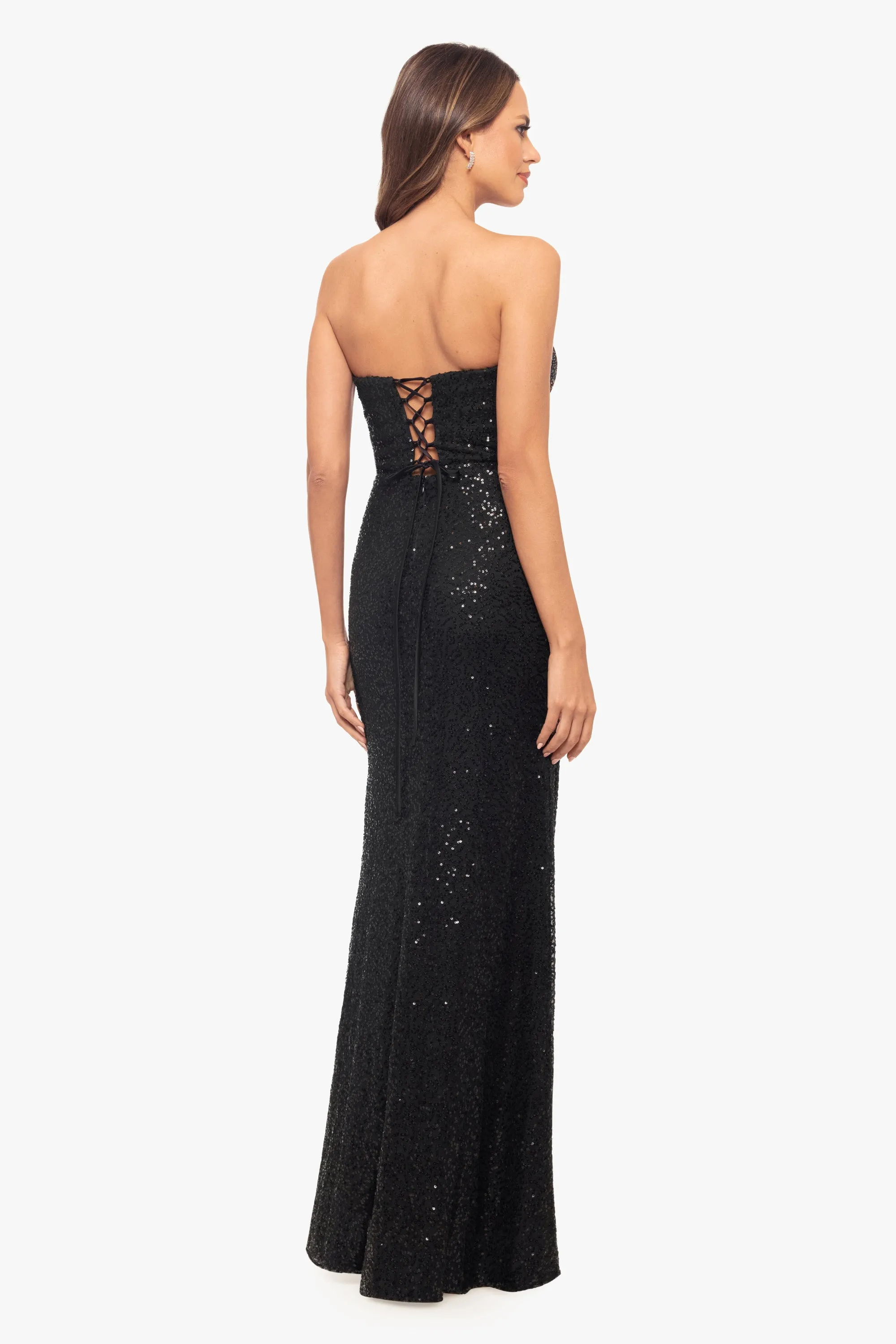 Blondie Nites "Jenée" Long Corset Sequin Dress sold by Xscape product image thumbnail 2