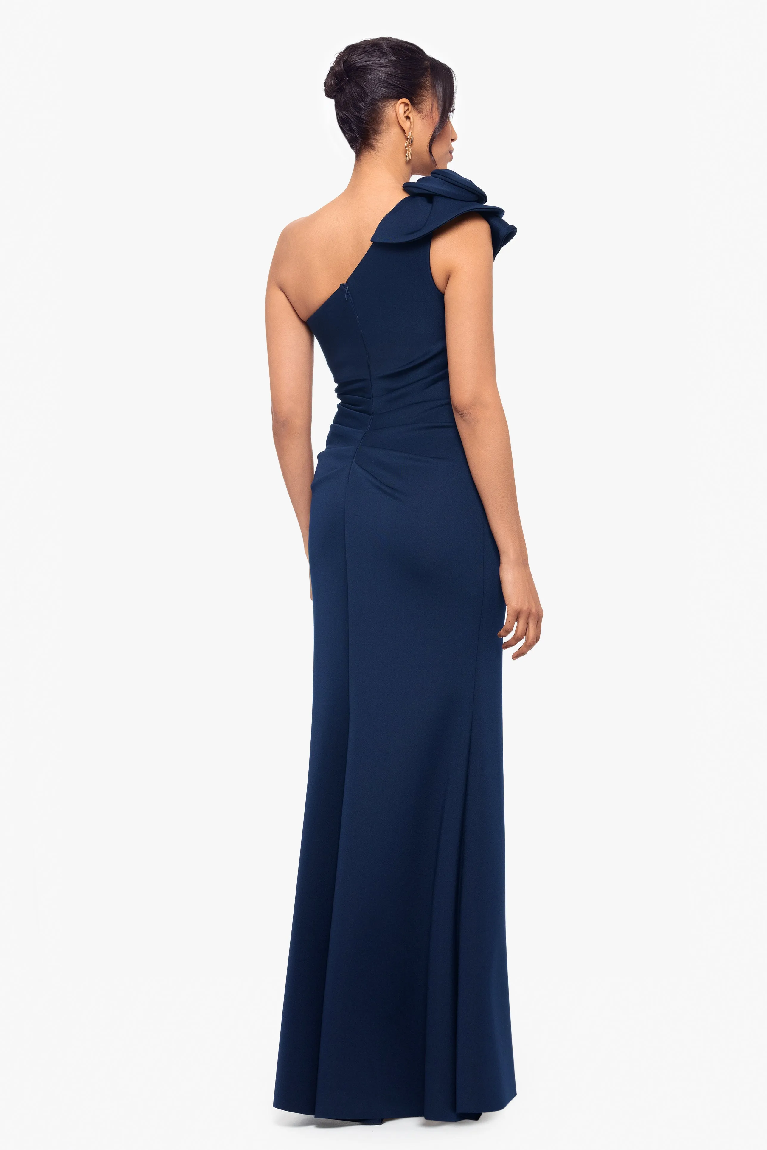 Petite "Marcia" One Shoulder Flower Floor Length Scuba Dress sold by Xscape product image thumbnail 2
