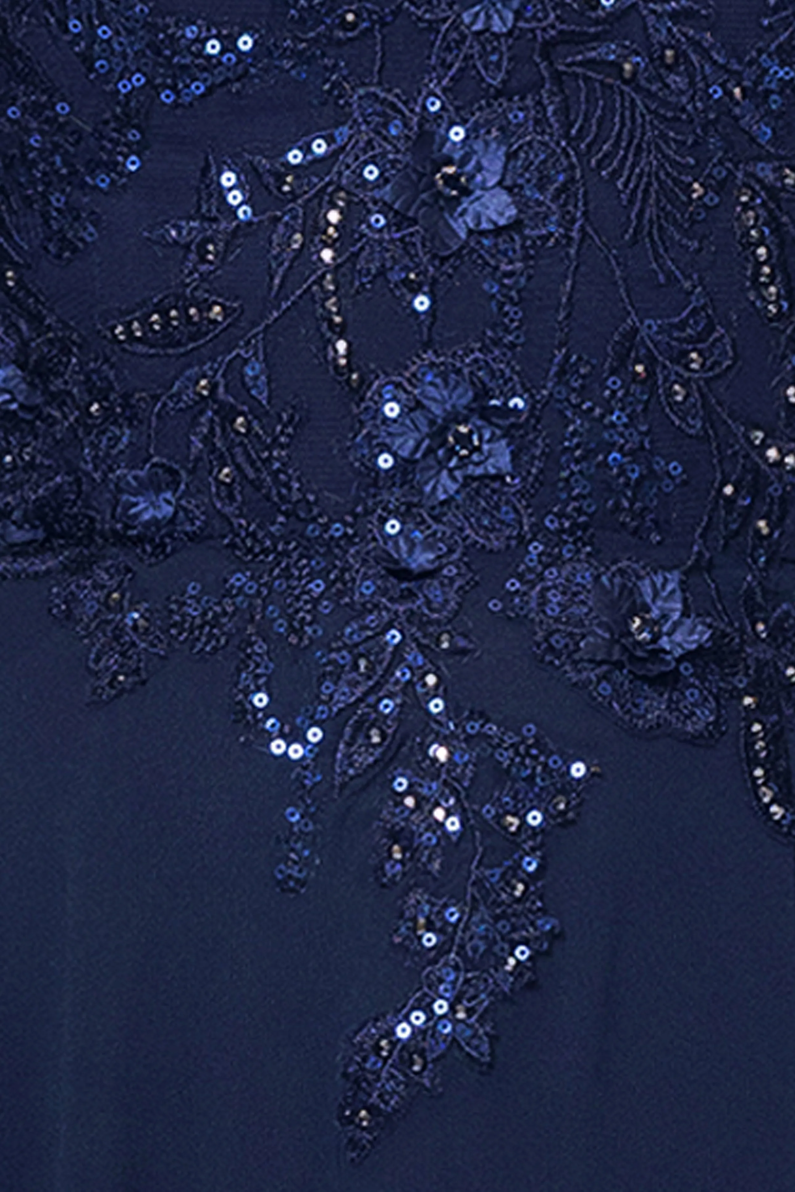 Petite "Angelica" Long Chiffon Beaded Mesh Top Dress sold by Xscape product image thumbnail 5