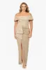 Plus "Tessa" Long Glitter Off the Shoulder Ruffle Dress sold by Xscape