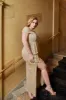 Plus "Tessa" Long Glitter Off the Shoulder Ruffle Dress sold by Xscape