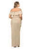 Plus "Tessa" Long Glitter Off the Shoulder Ruffle Dress sold by Xscape