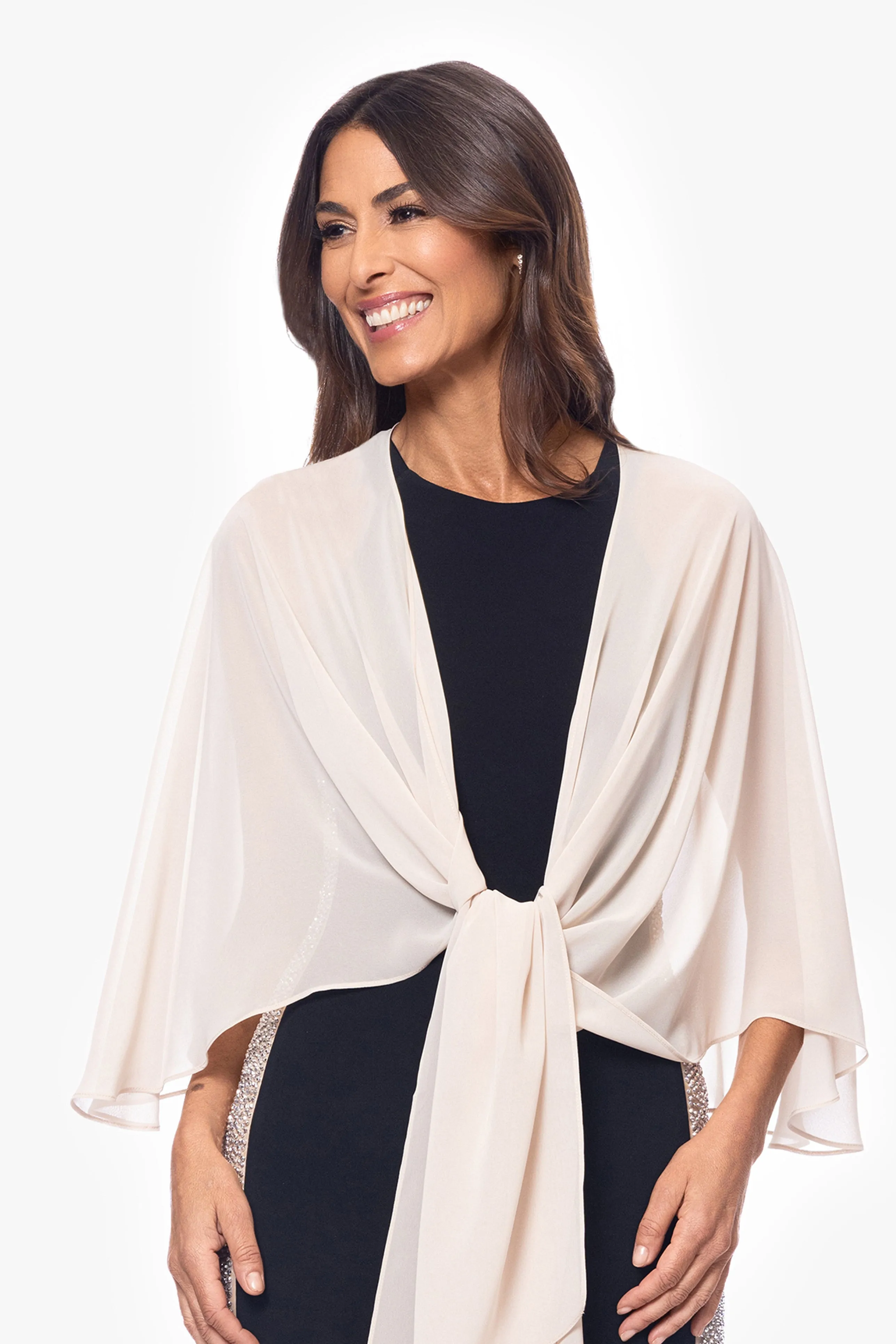 "Bernadette" Chiffon Shawl Wrap sold by Xscape product image thumbnail 4