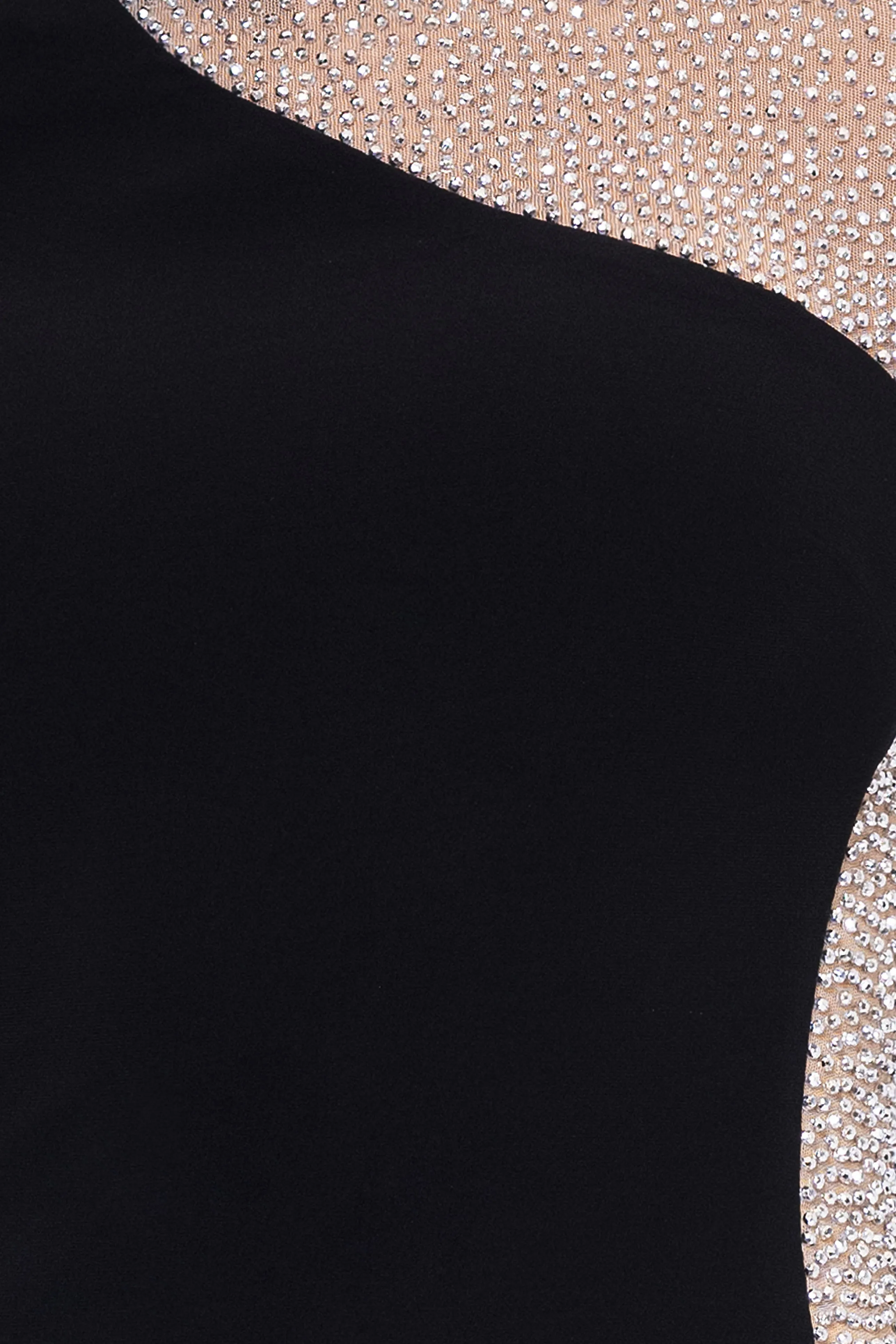 Plus "Anja" Long Jersey Knit Asymmetric Caviar Beaded Dress sold by Xscape product image thumbnail 4