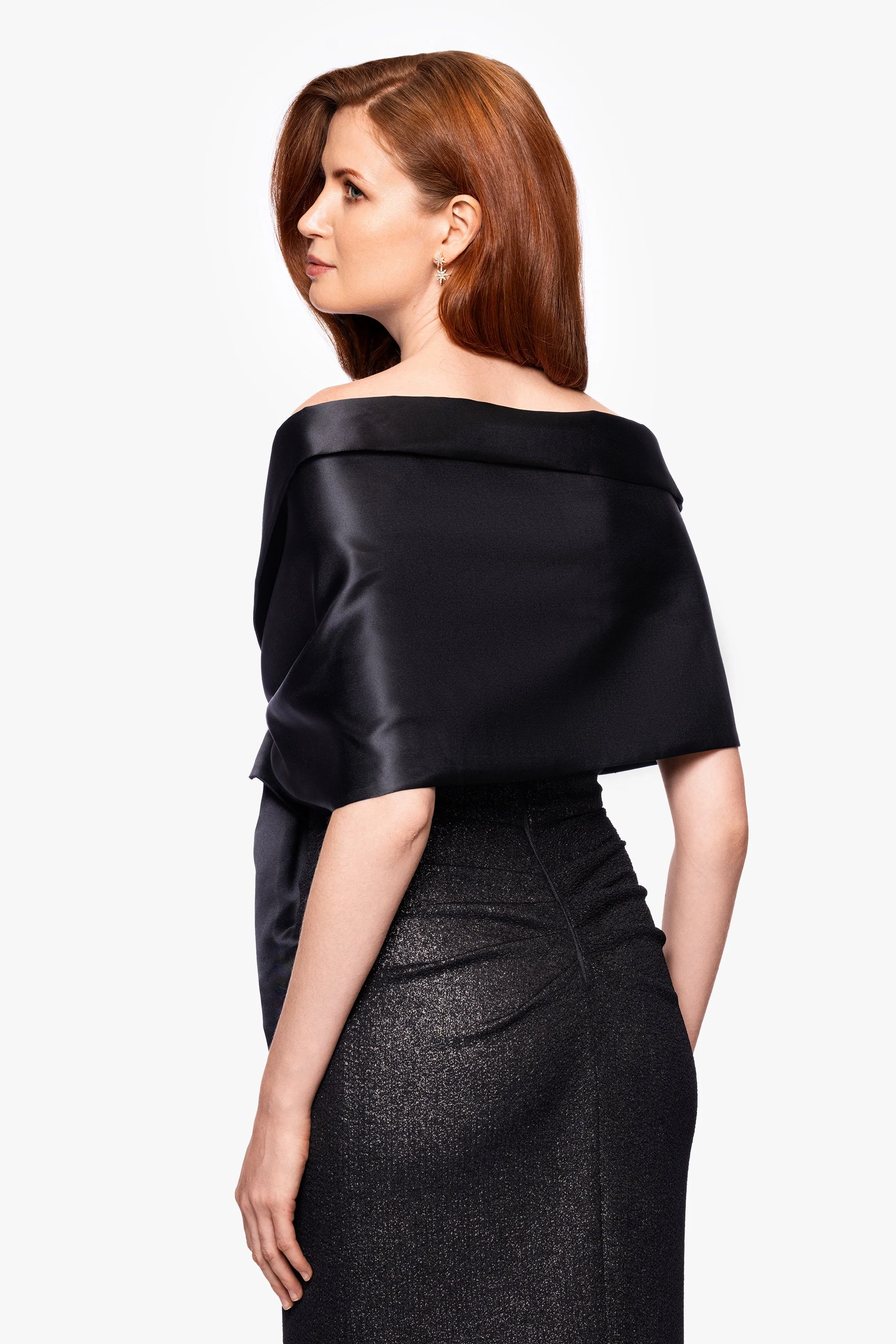 "Trixie" Satin Shawl Wrap sold by Xscape product image thumbnail 2