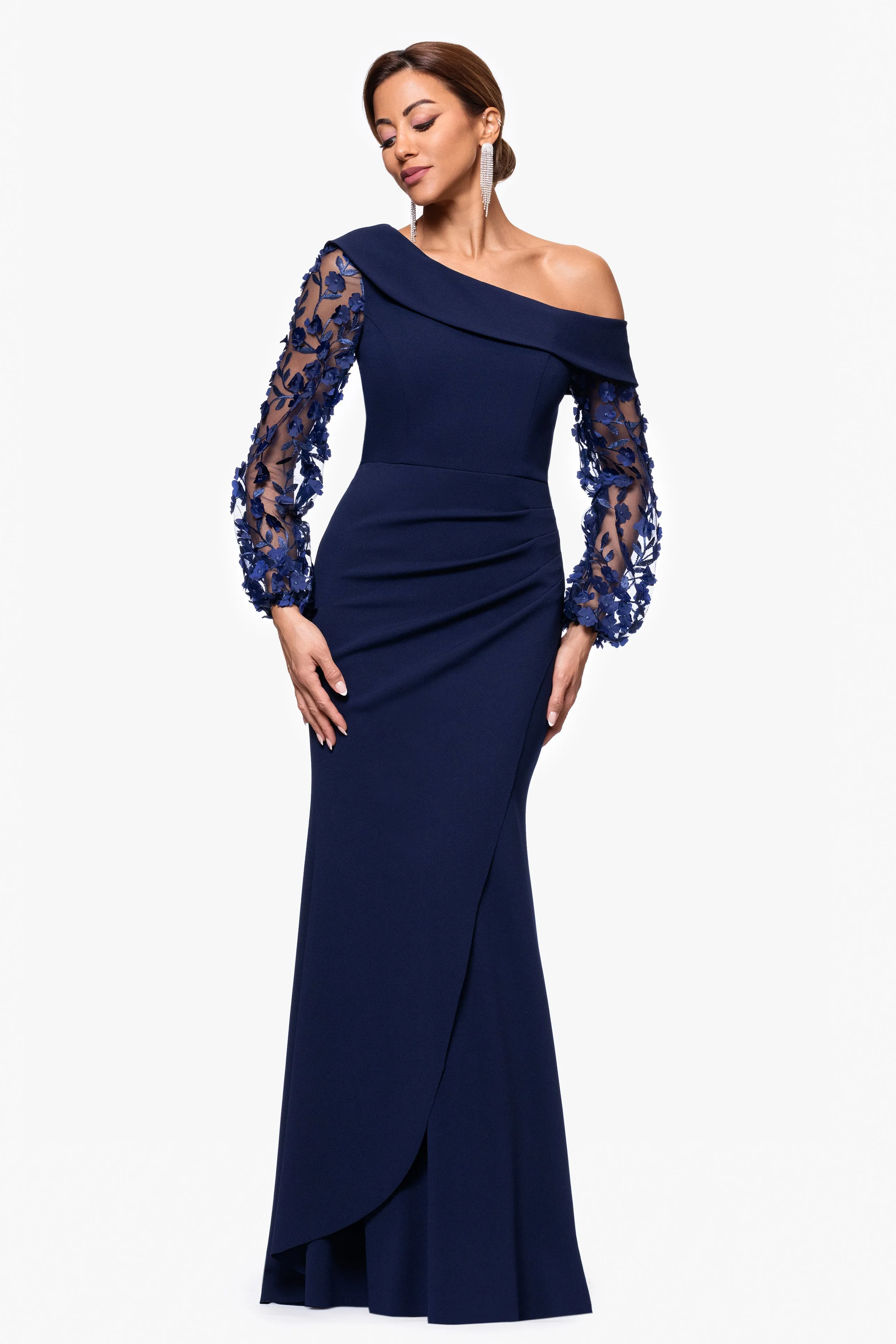 "Ariana" Off the Shoulder Long Sleeve Scuba Crepe Dress sold by Xscape