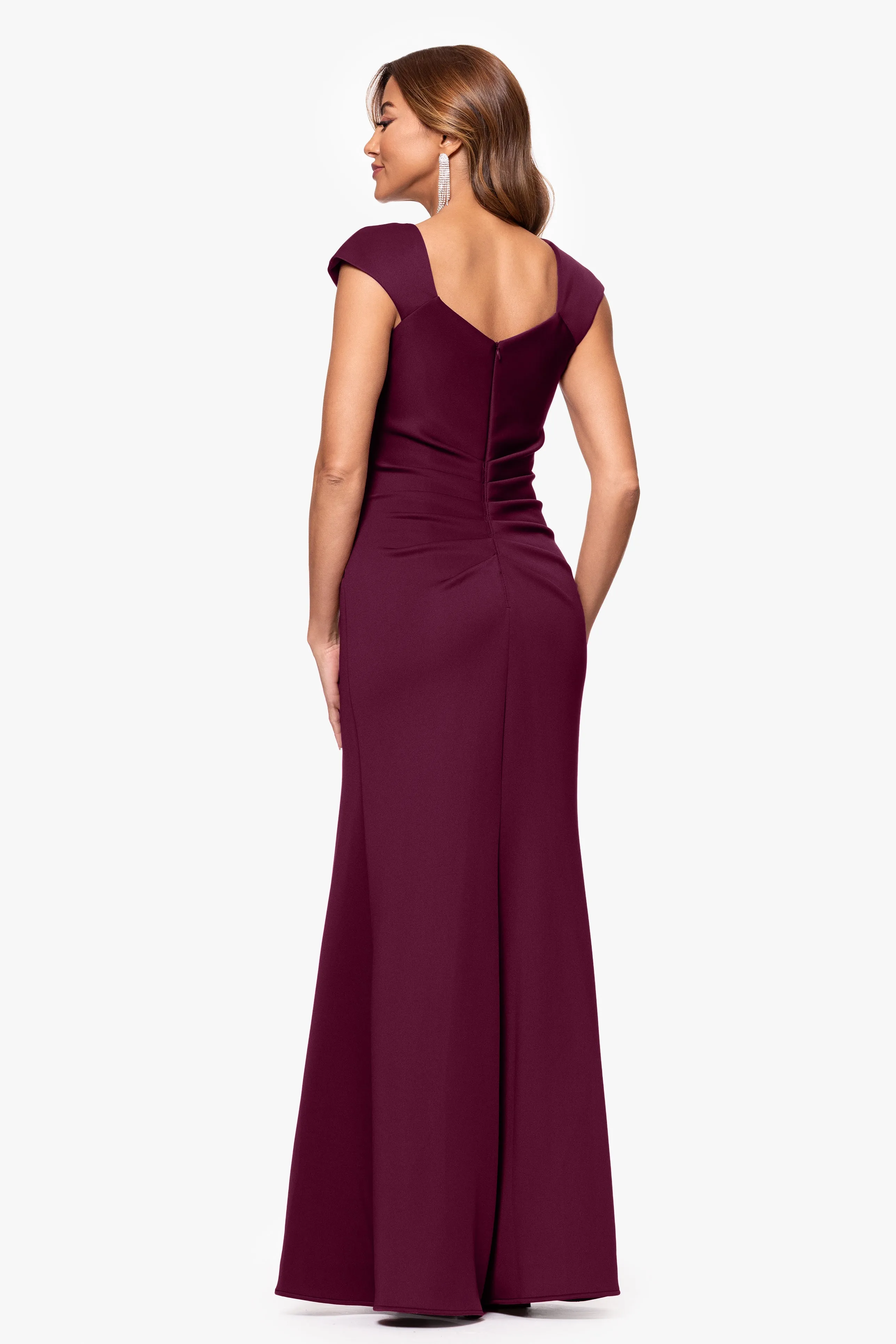 "Lenore " Long Asymmetrical Neckline Scuba Dress sold by Xscape product image thumbnail 3