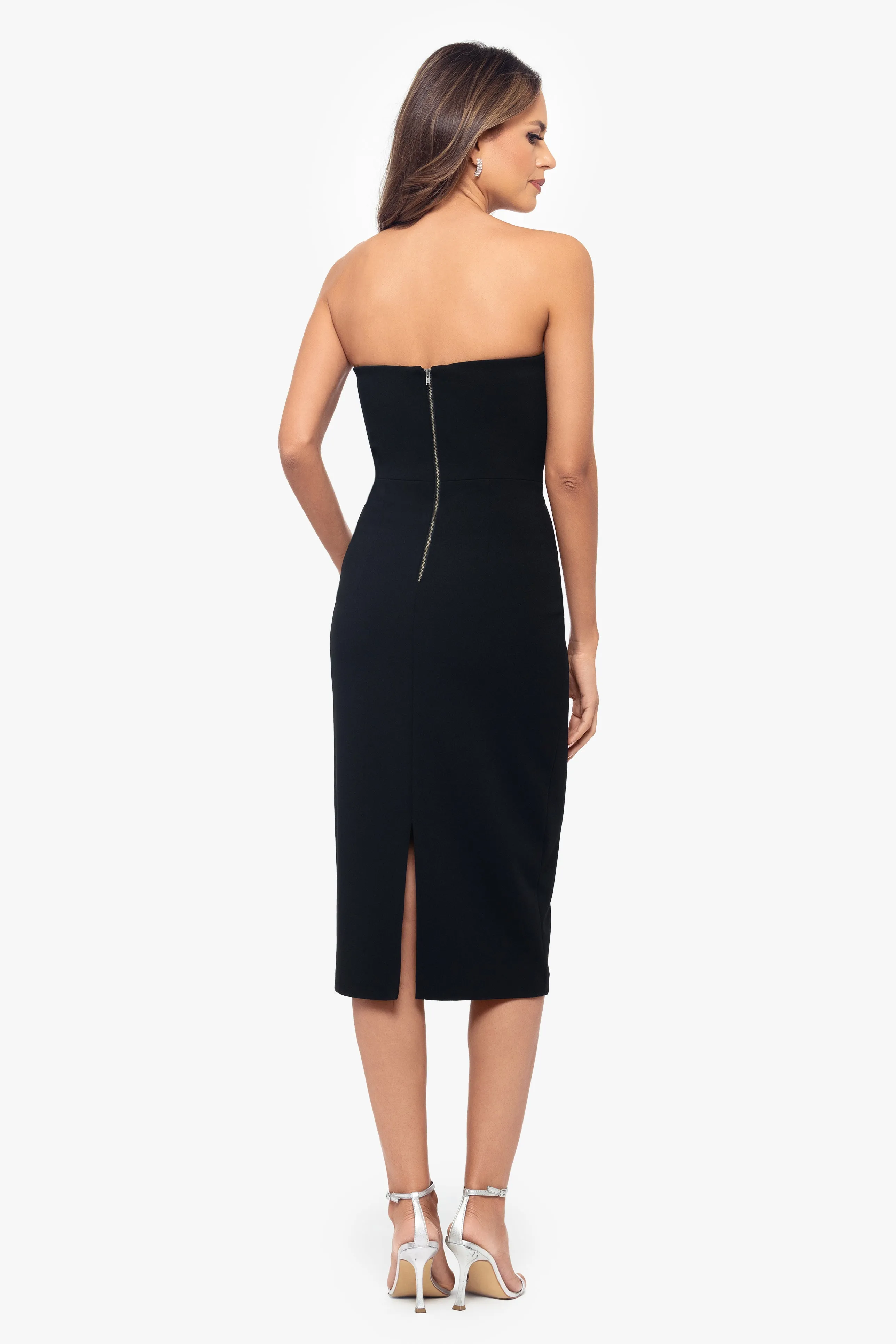 "Dayna" Midi Scuba Crepe Flower Embellishment Dress sold by Xscape product image thumbnail 3