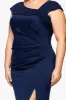 Plus "Lenore " Long Asymmetrical Neckline Scuba Dress sold by Xscape