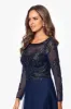"Ana" Long Sleeve Beaded Mesh Applique Floor Length Gown sold by Xscape