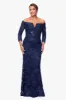 "Wilma" 3/4 Sleeve Soutache Lace Off the Shoulder Gown sold by Xscape