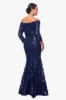 "Wilma" 3/4 Sleeve Soutache Lace Off the Shoulder Gown sold by Xscape