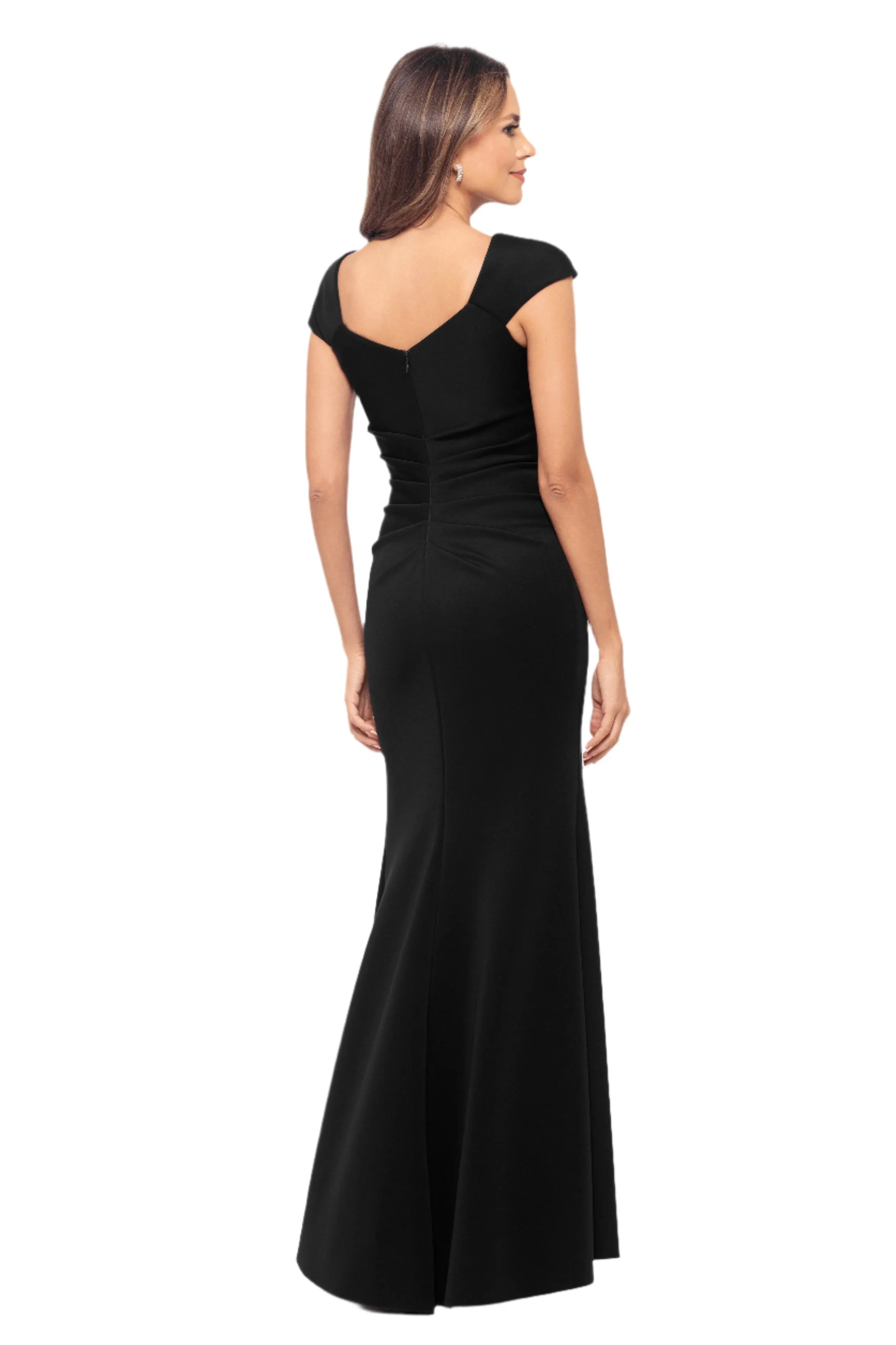 Petite "Lenore " Long Asymmetrical Neckline Scuba Dress sold by Xscape product image thumbnail 3